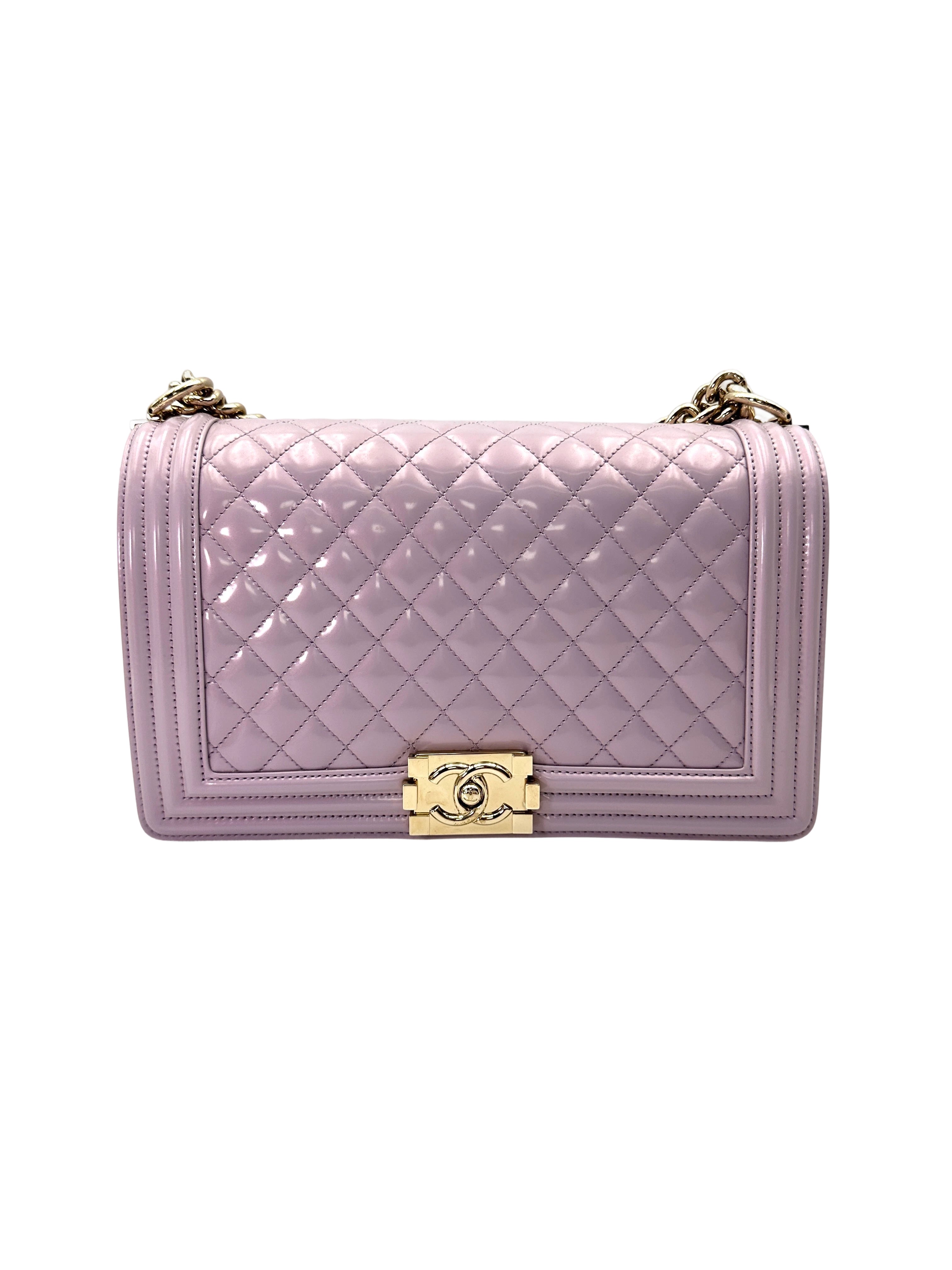 Chanel LeBoy Light Purple Quilted Leather Flap Bag With Gold Buckle(22***16) CC2063