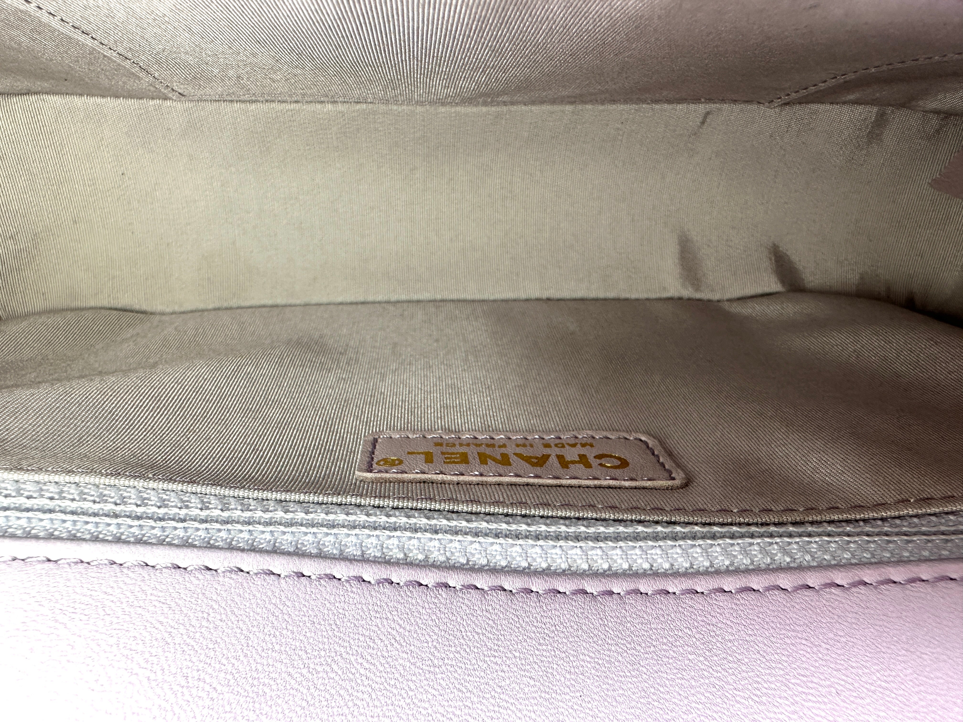 Chanel LeBoy Light Purple Quilted Leather Flap Bag With Gold Buckle(22***16) CC2063