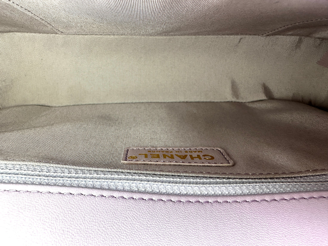 Chanel LeBoy Light Purple Quilted Leather Flap Bag With Gold Buckle(22***16) CC2063