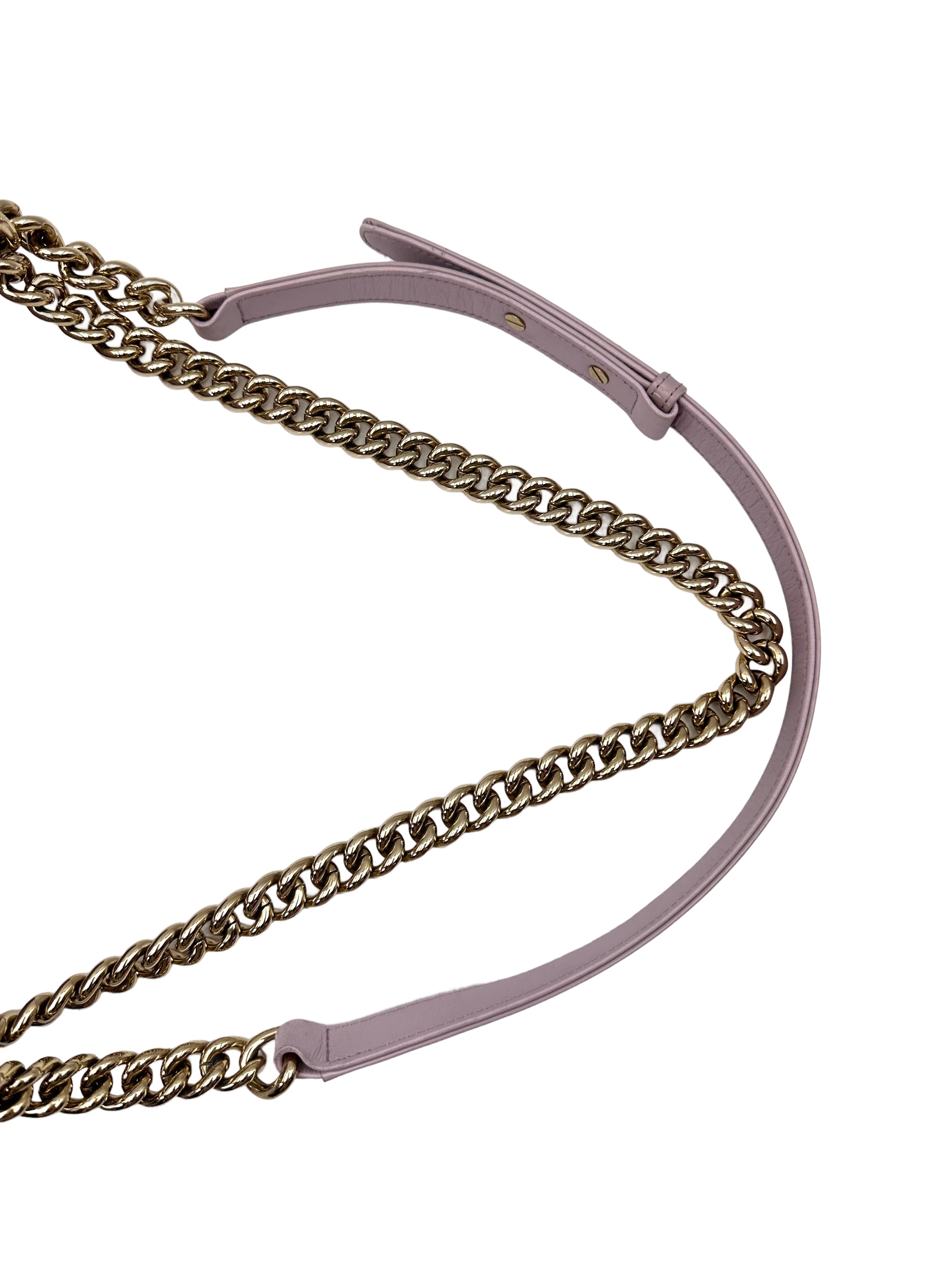 Chanel LeBoy Light Purple Quilted Leather Flap Bag With Gold Buckle(22***16) CC2063