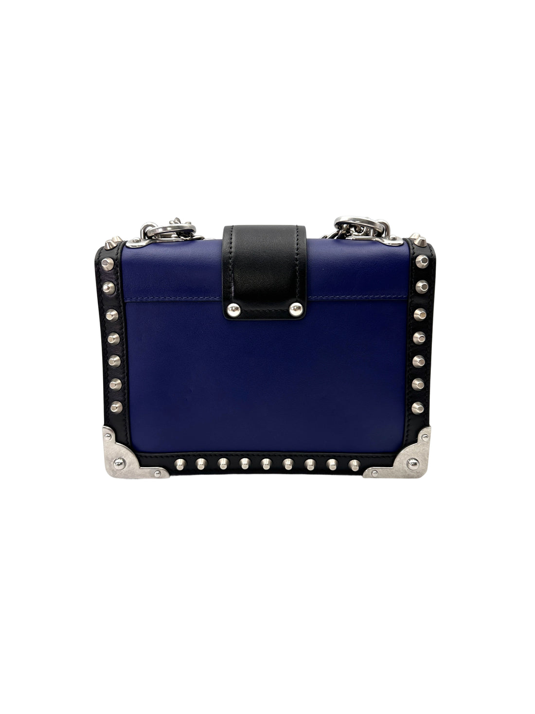 Prada Cahier Black/Blue Leather Shoulder Bag PR409