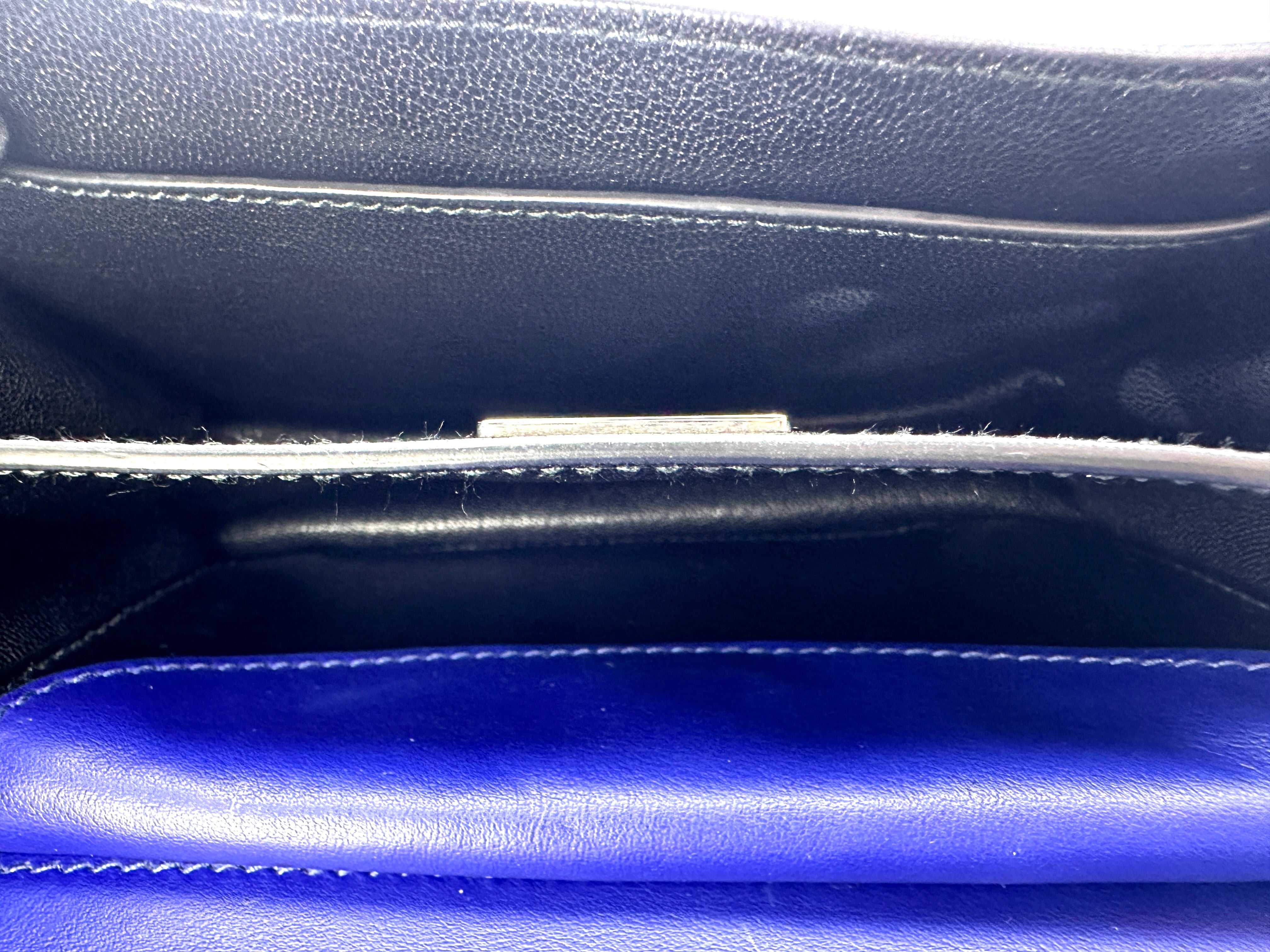 Prada Cahier Black/Blue Studded Leather Shoulder Bag PR486