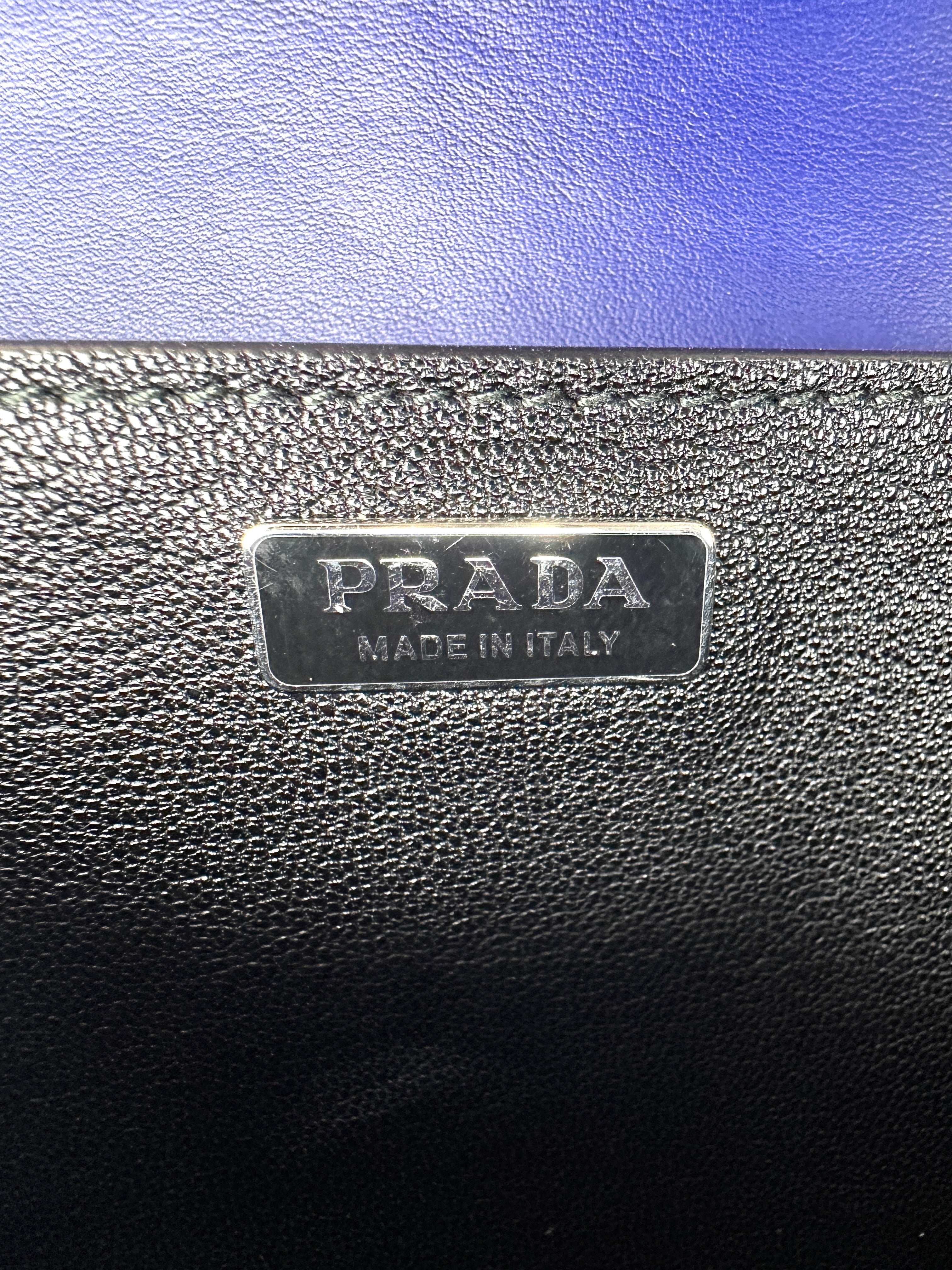Prada Cahier Black/Blue Leather Shoulder Bag PR409