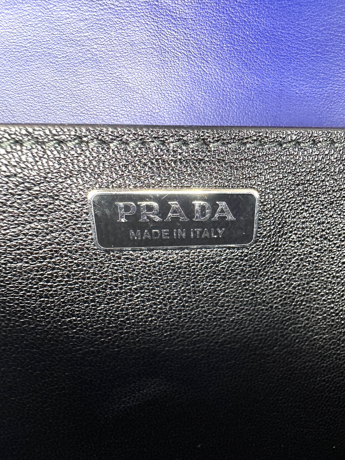 Prada Cahier Black/Blue Studded Leather Shoulder Bag PR486