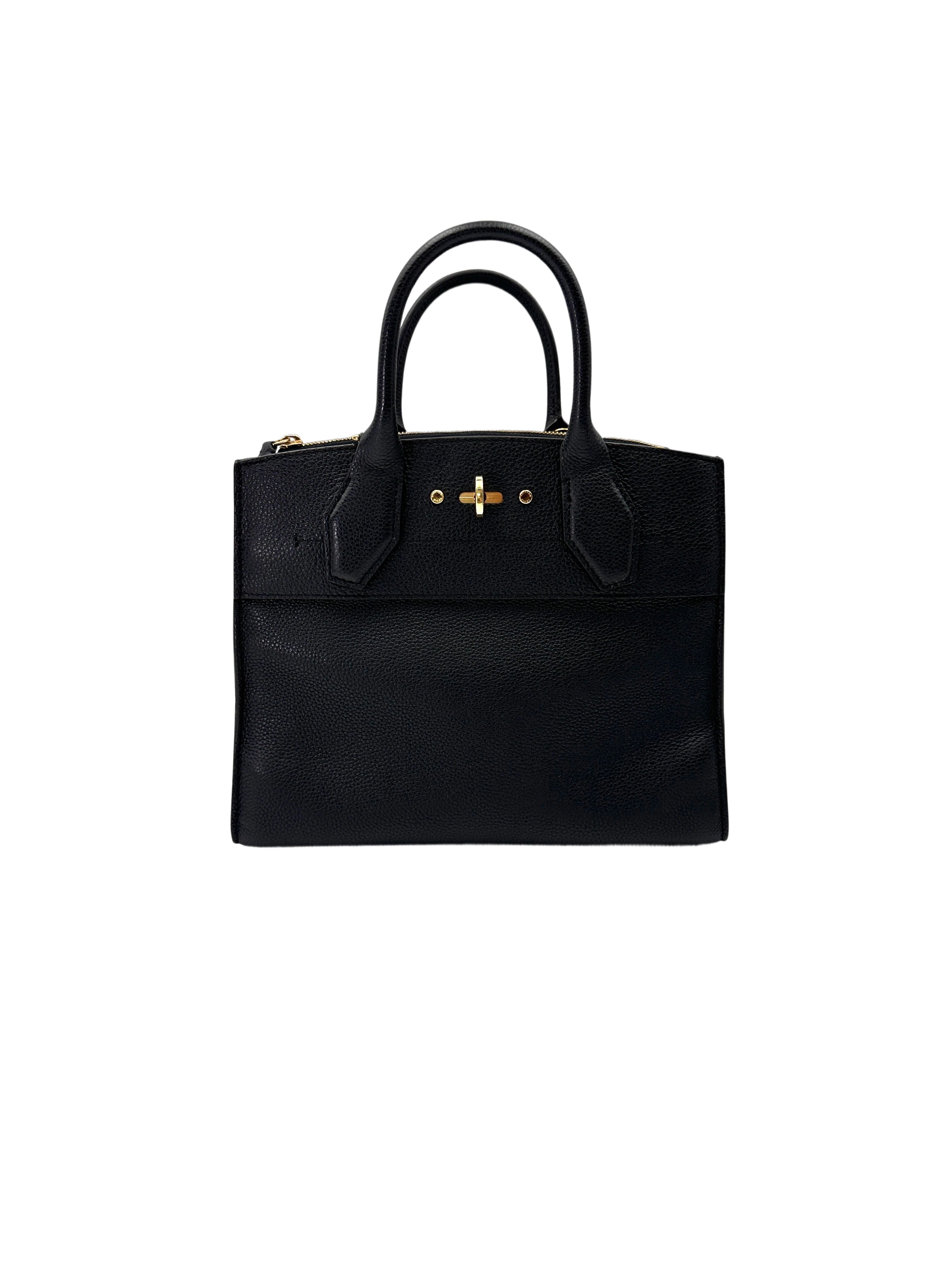 Louis Vuitton City Steamer Black Grained Leather Handle Bag LV2892