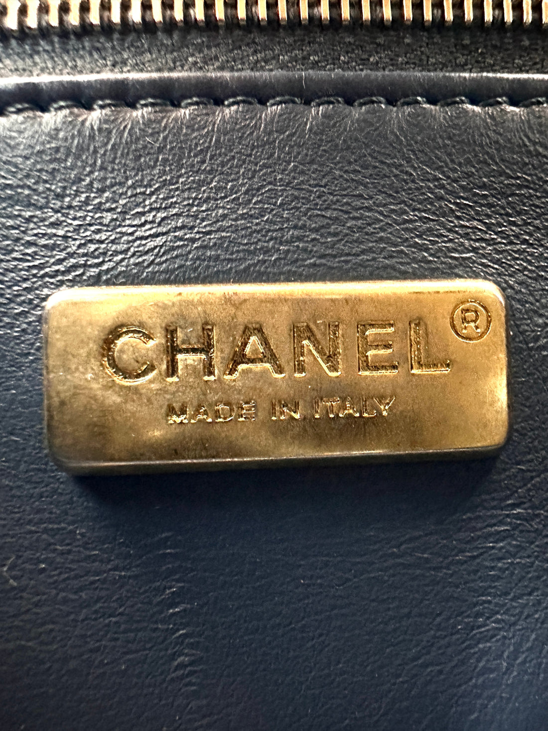 Chanel Classic Flap Metallic Navy Python Leather Shoulder Bag With Gold Hardware(24***45) CC2066