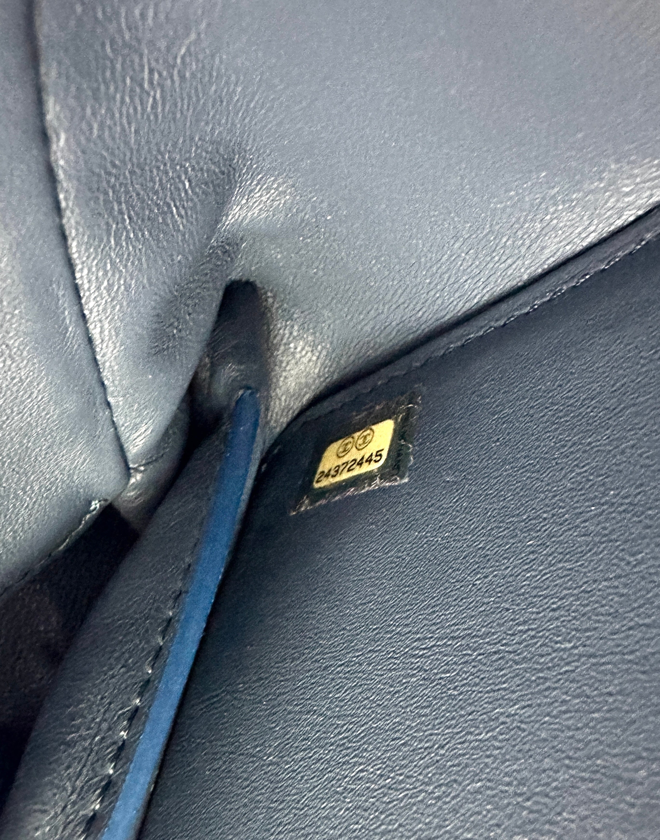 Chanel Classic Flap Metallic Navy Python Leather Shoulder Bag With Gold Hardware(24***45) CC2066