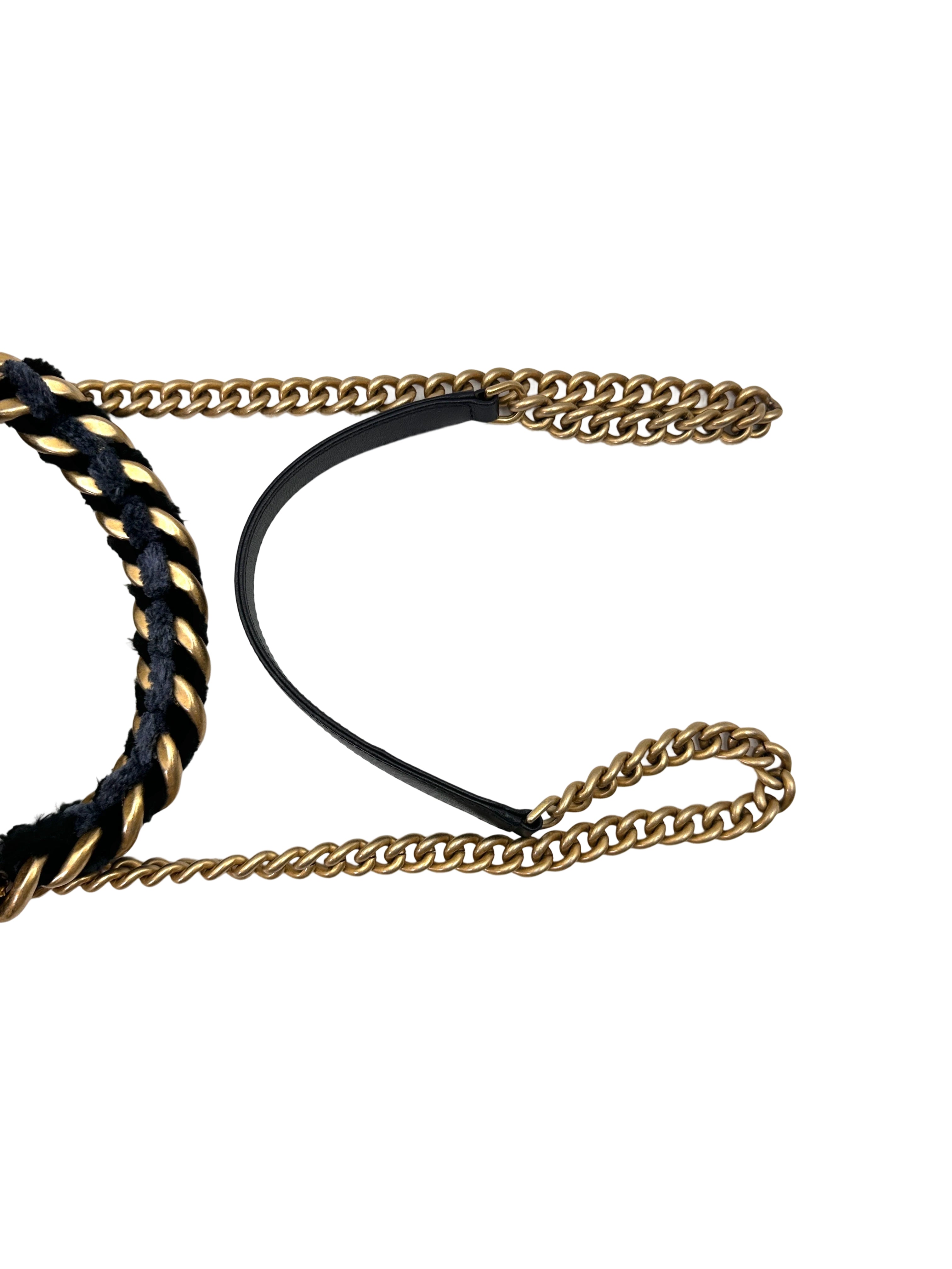 Chanel Classic Flap Metallic Navy Python Leather Shoulder Bag With Gold Hardware(24***45) CC2066