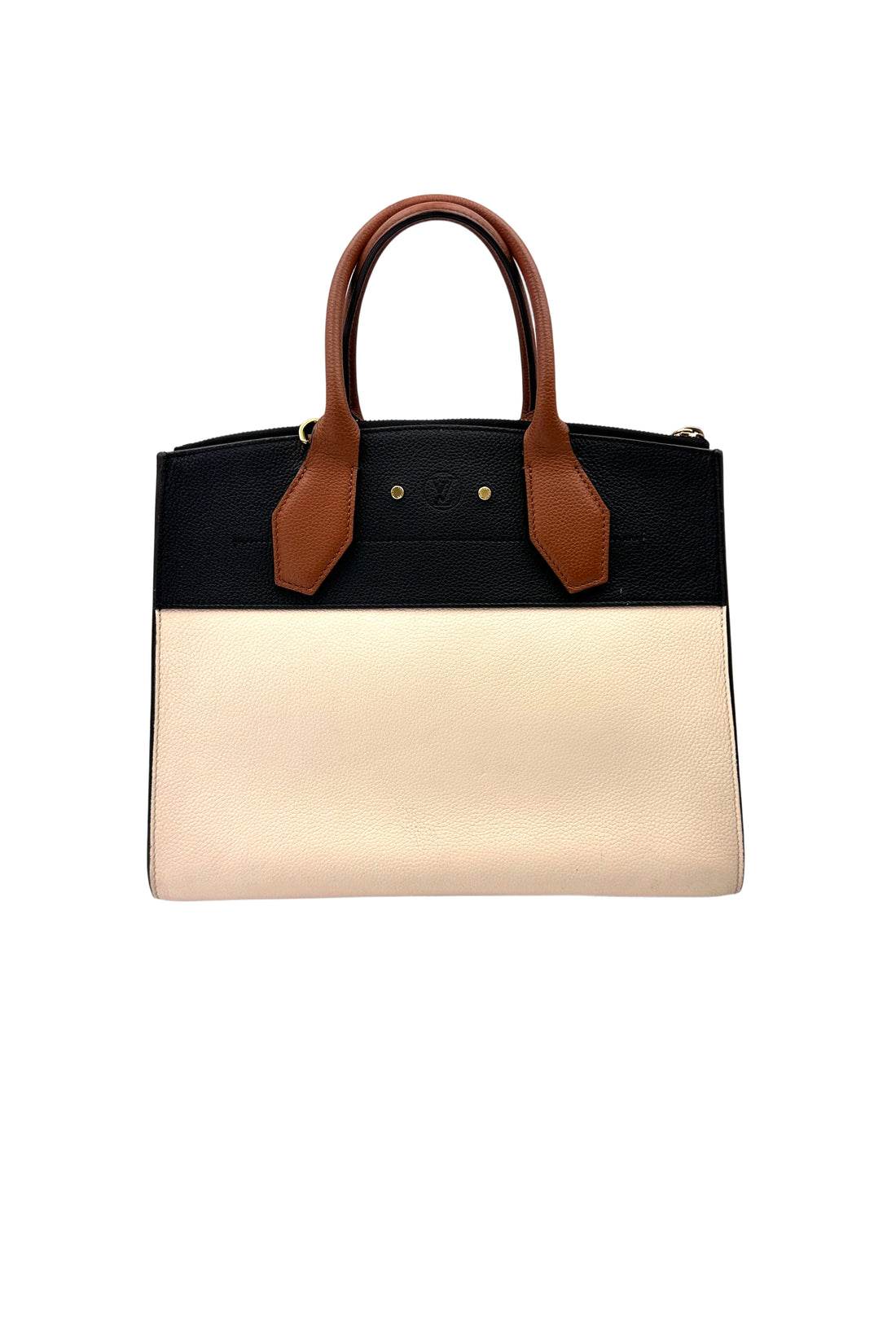 Louis Vuitton City Steamer Black/Beige Grained Leather Handle Bag LV2893