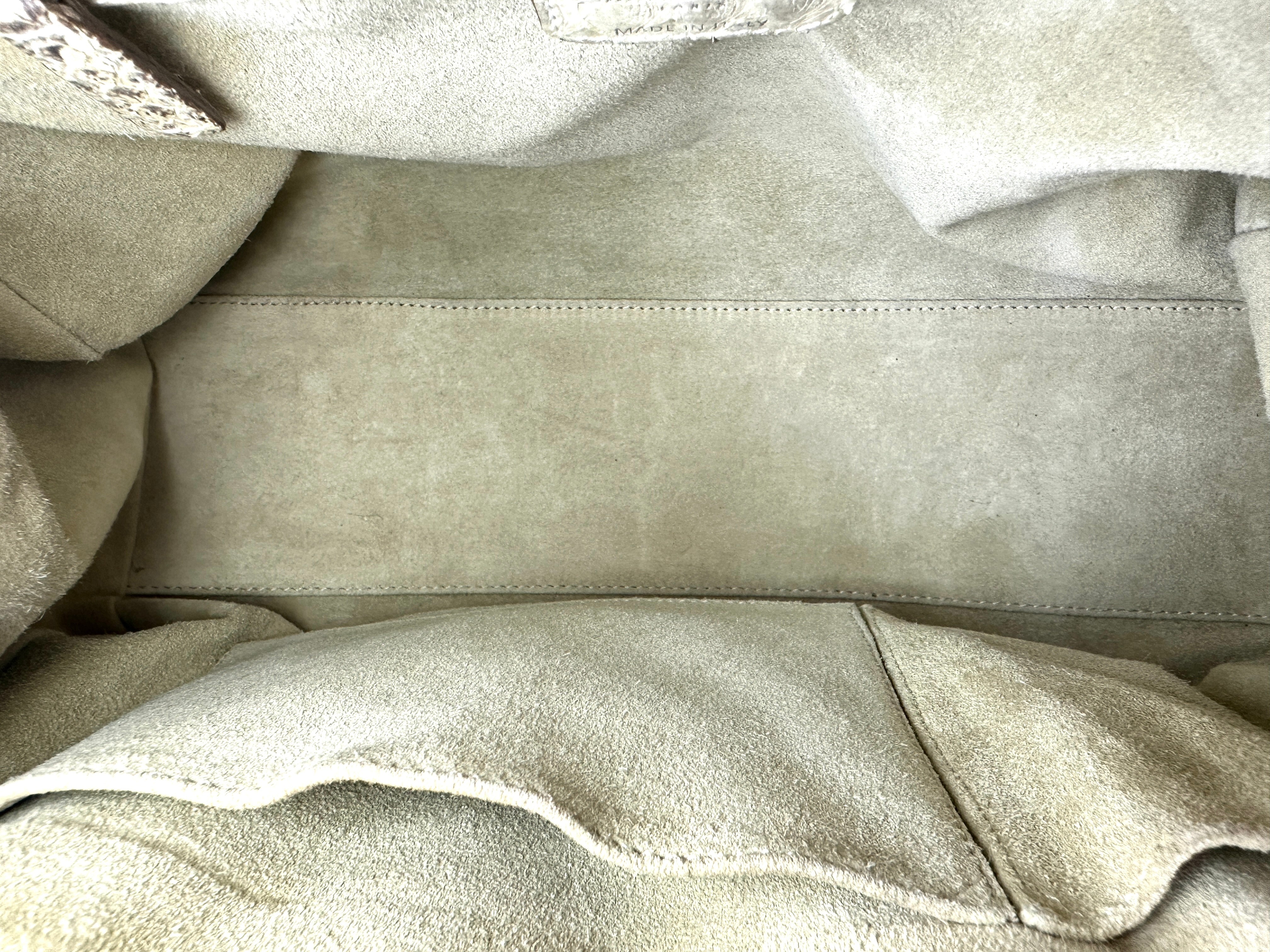 Christian Dior White Canvas & Python Leather Bowling Handle Bag DR764