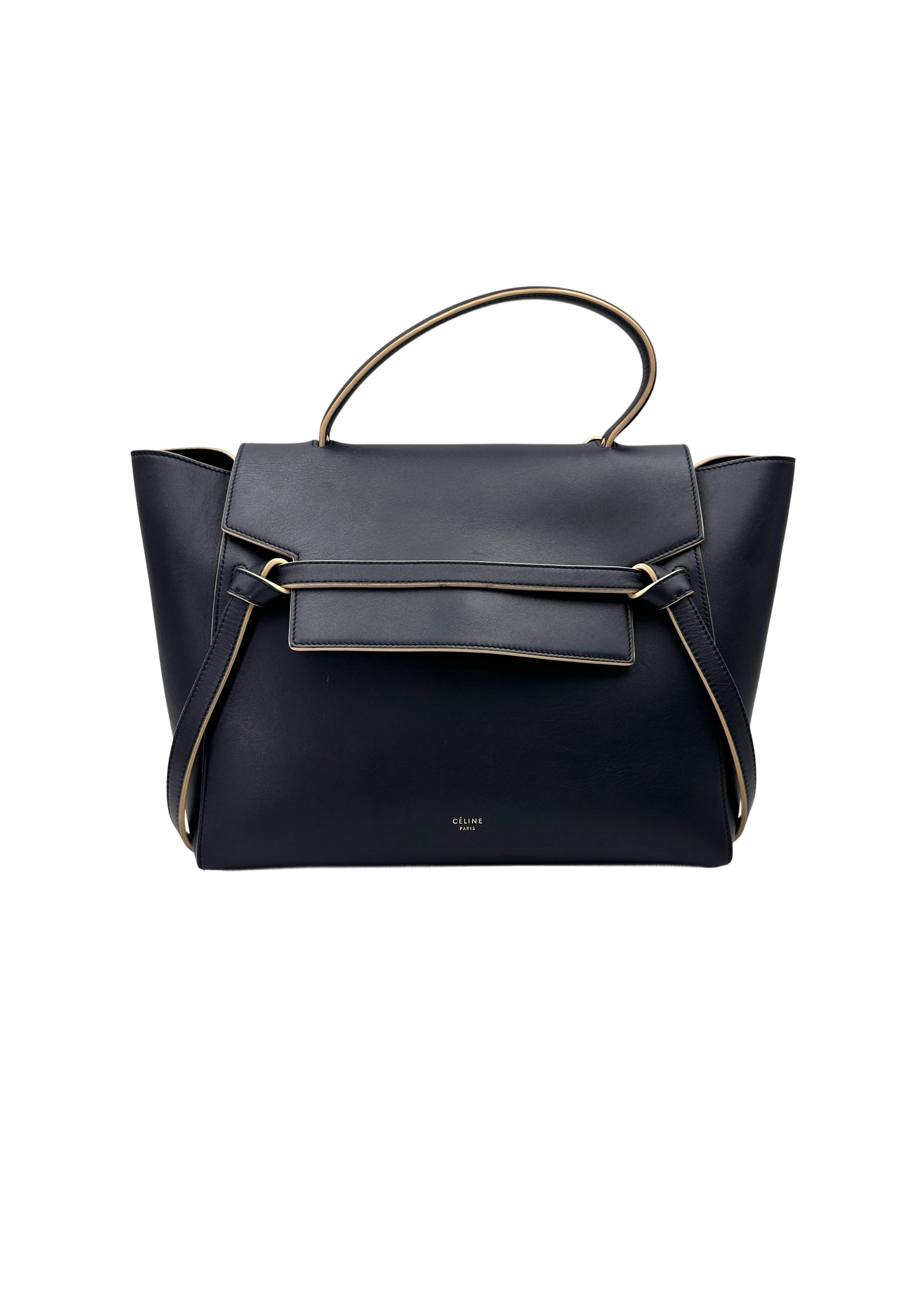 Celine Black Leather Belt Handle Bag CE167
