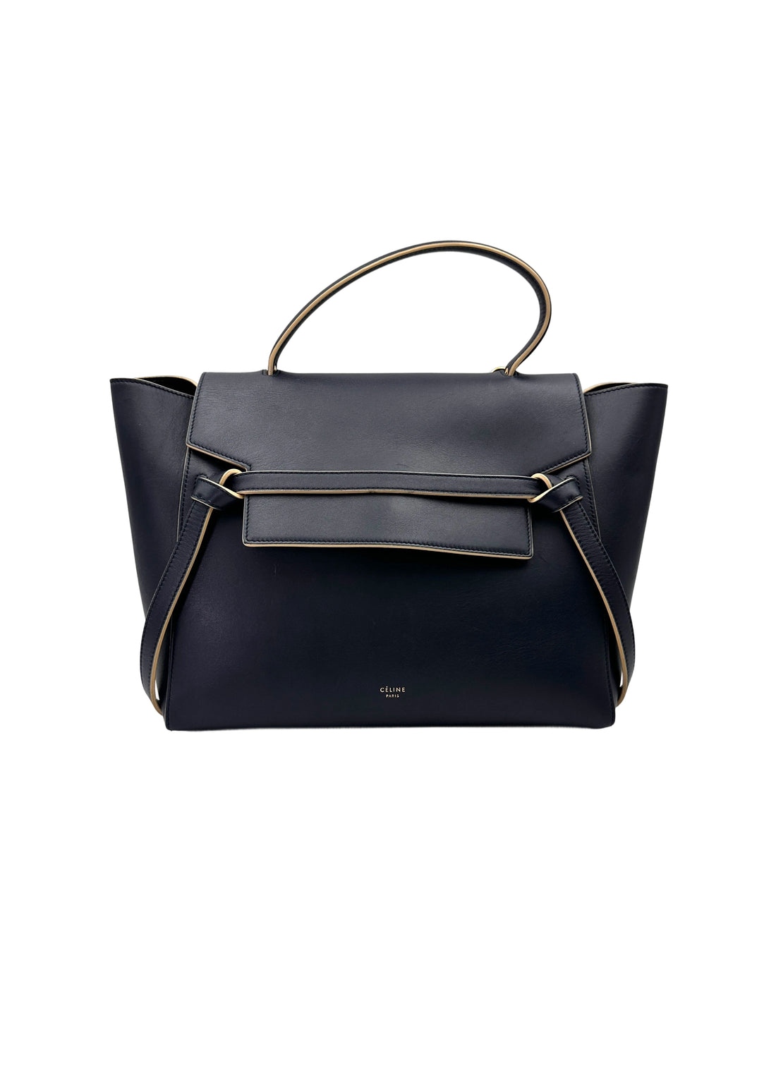 Celine Black Leather Belt Handle Bag CE167