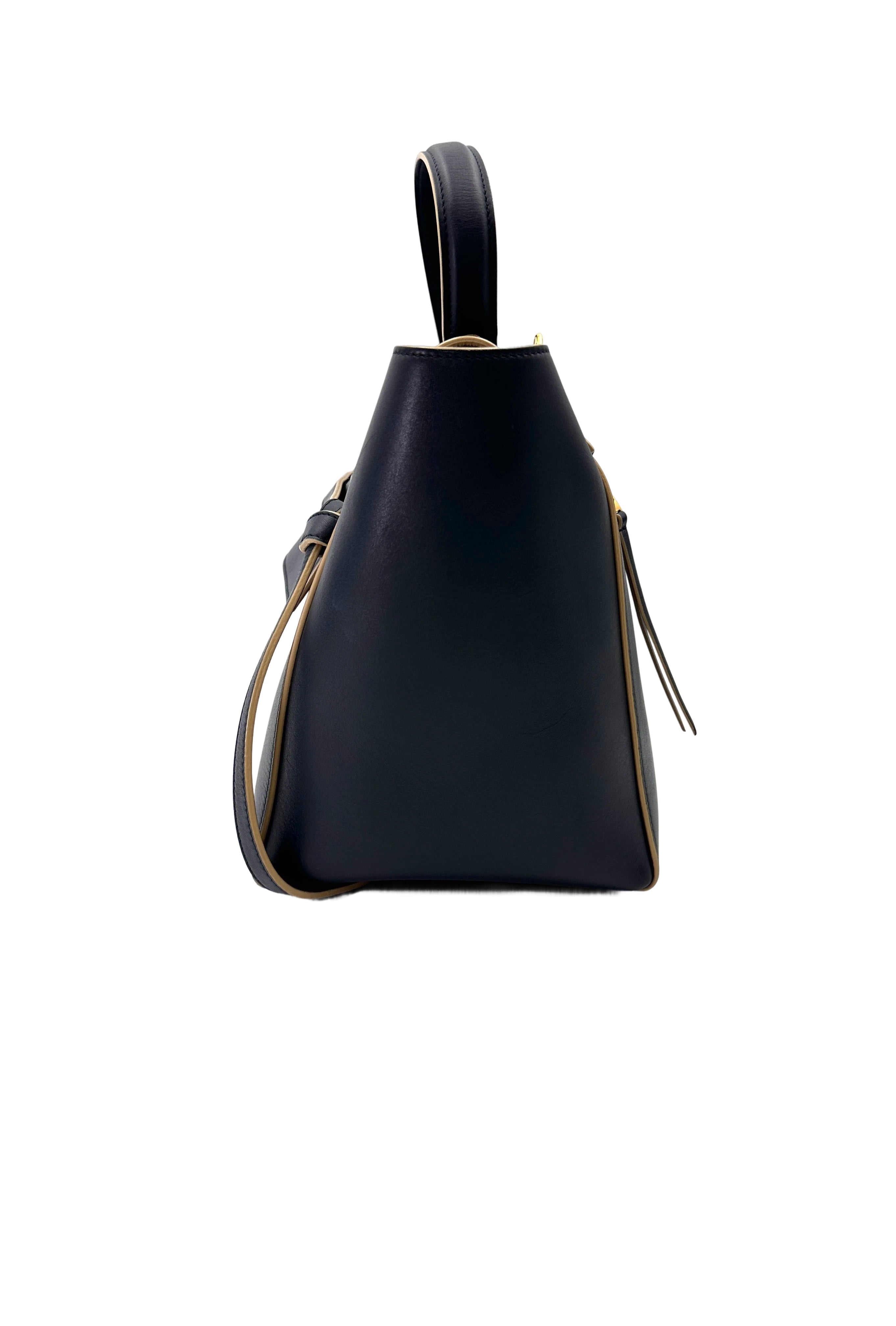 Celine Black Leather Belt Handle Bag CE167