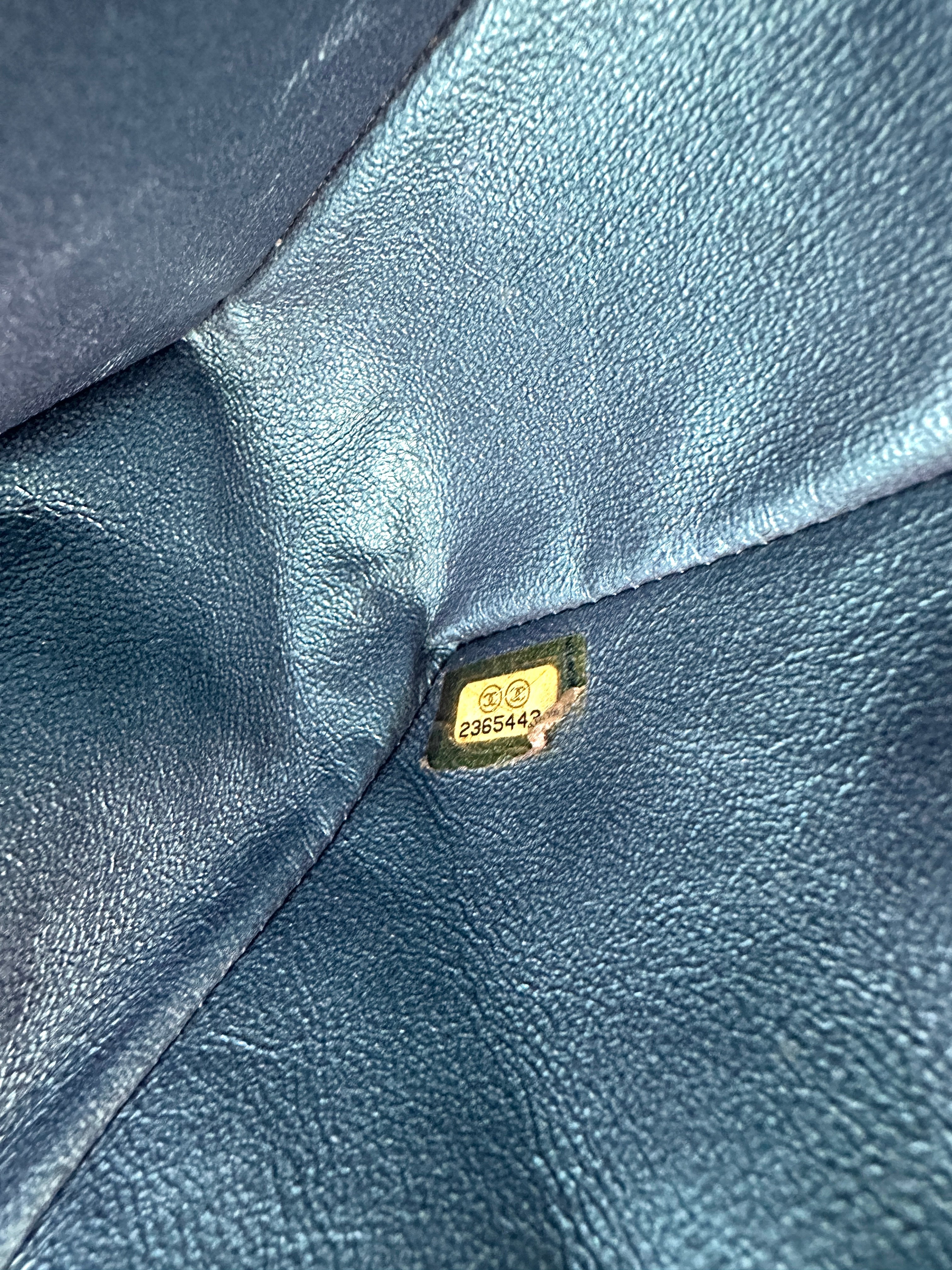 Chanel Classic Flap Iridescent Metallic Turquoise Blue Leather Shoulder Bag(23***34) CC2065