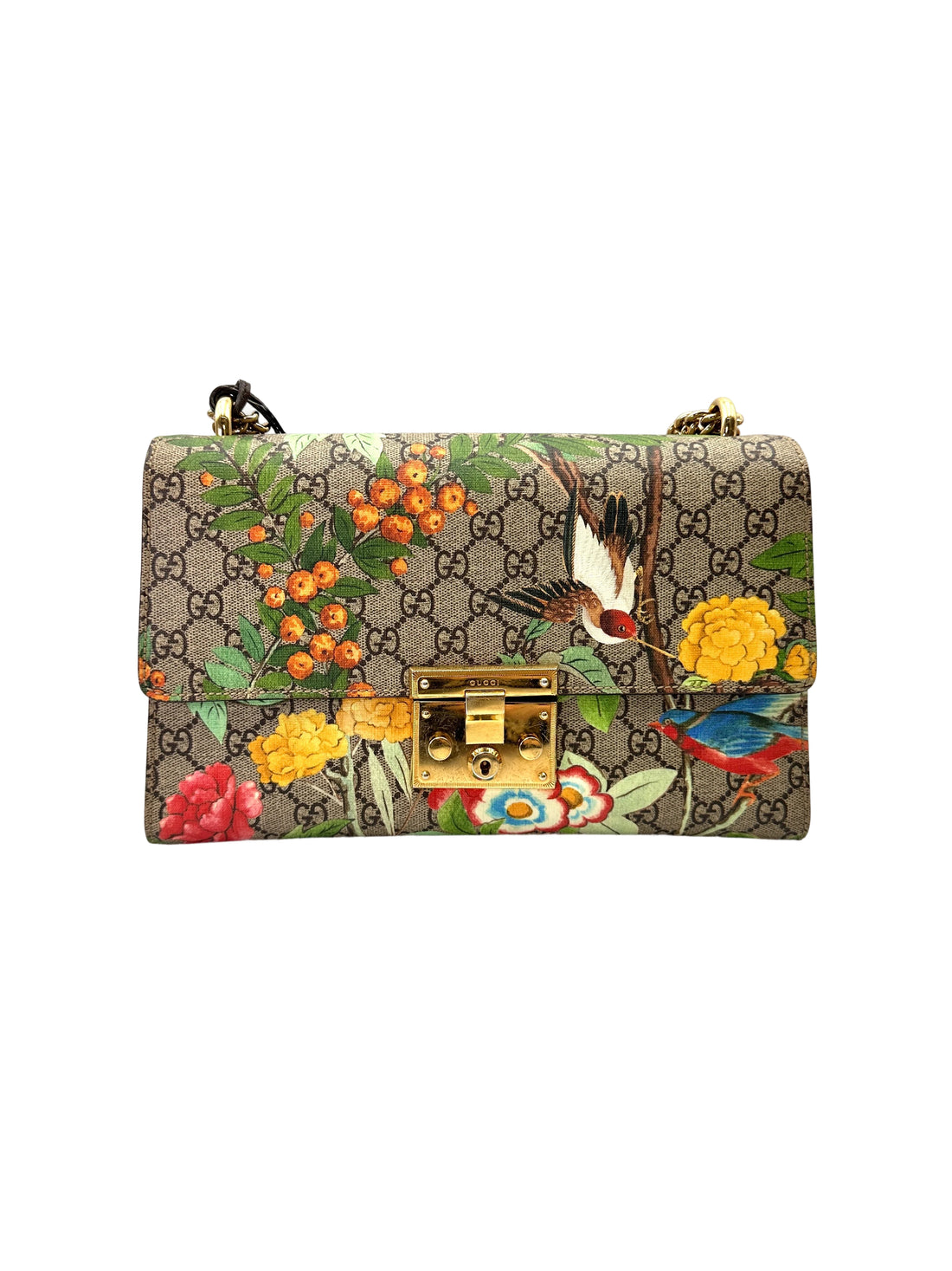 Gucci Padlock Floral Bird GG Canvas Large Size Shoulder Bag GG1153
