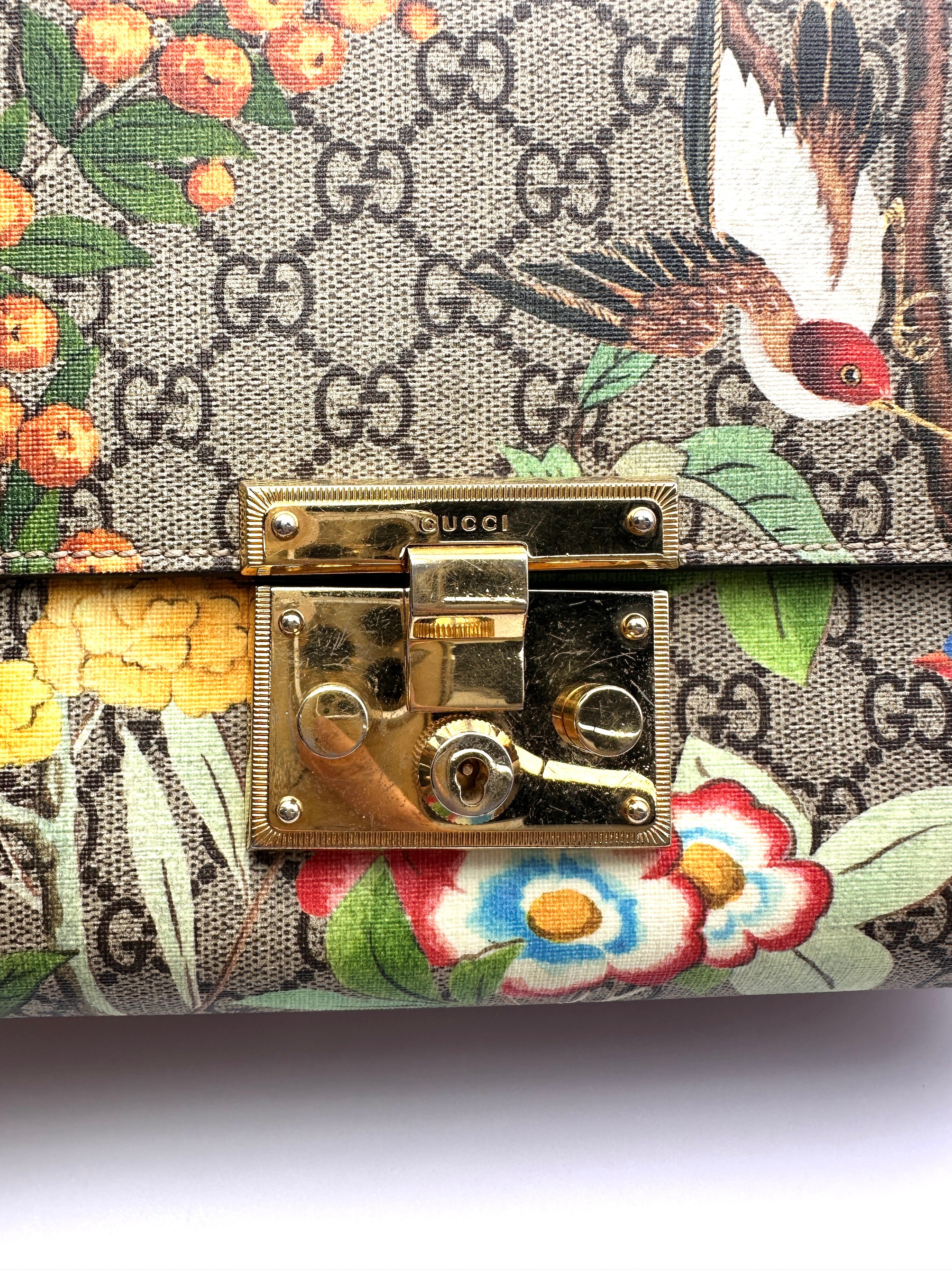 Gucci Padlock Floral Bird GG Canvas Large Size Shoulder Bag GG1153