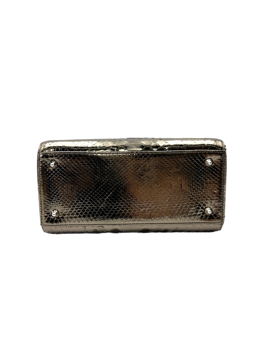 Christian Dior Lady Dior Black Python Leather Handle Bag DR763