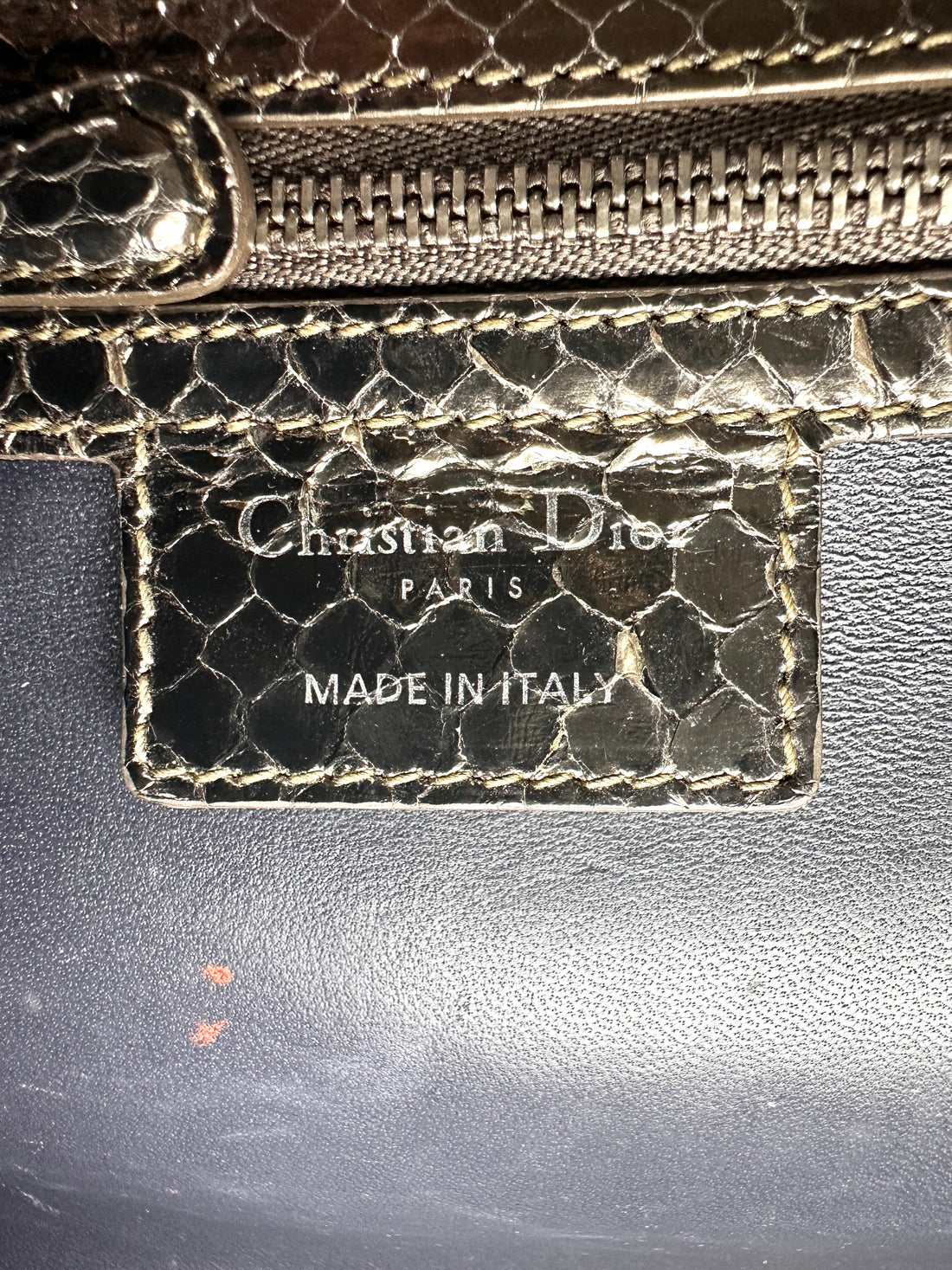 Christian Dior Lady Dior Black Python Leather Handle Bag DR763