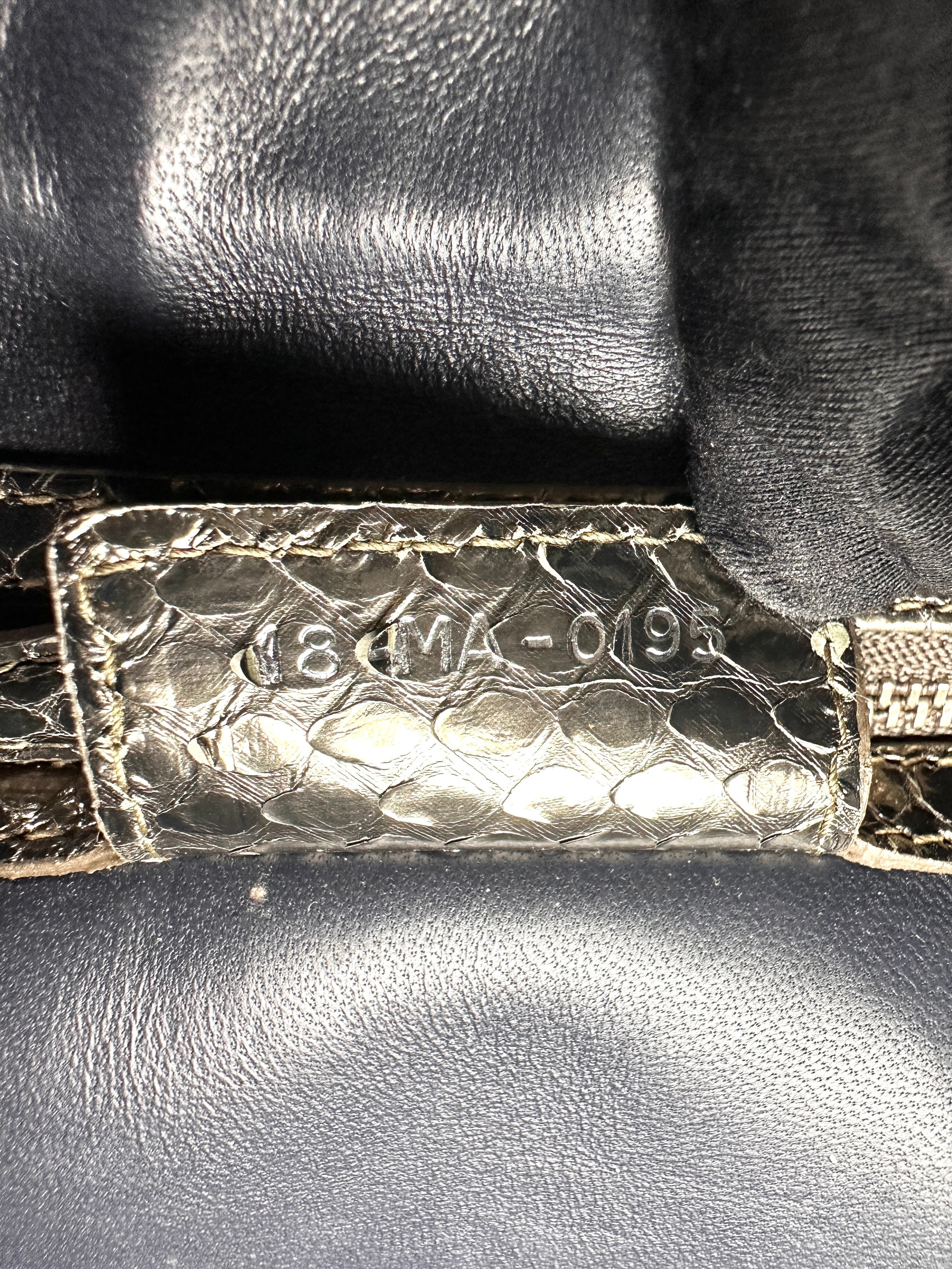 Christian Dior Lady Dior Black Python Leather Handle Bag DR763
