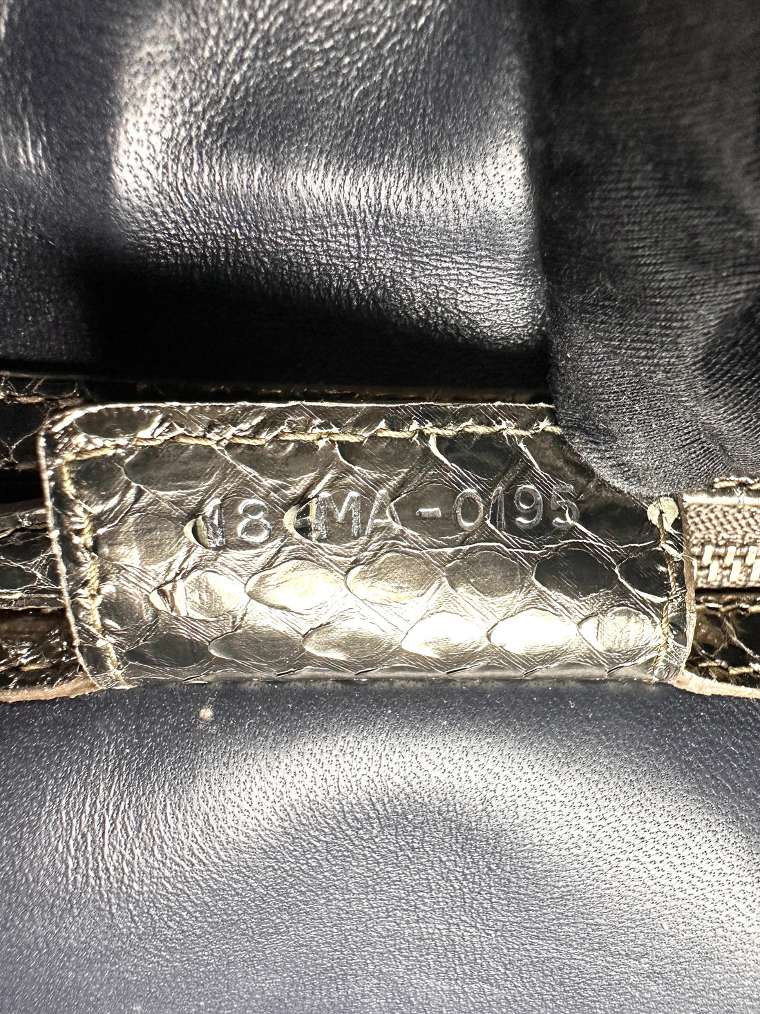 Christian Dior Lady Dior Black Python Leather Handle Bag DR763
