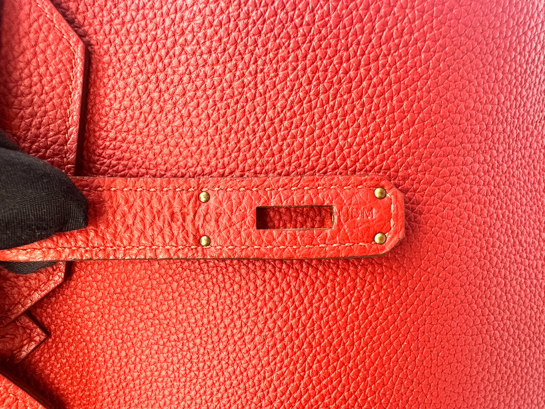 Hermes Birkin35 Red Leather Top Handle Bag HR116