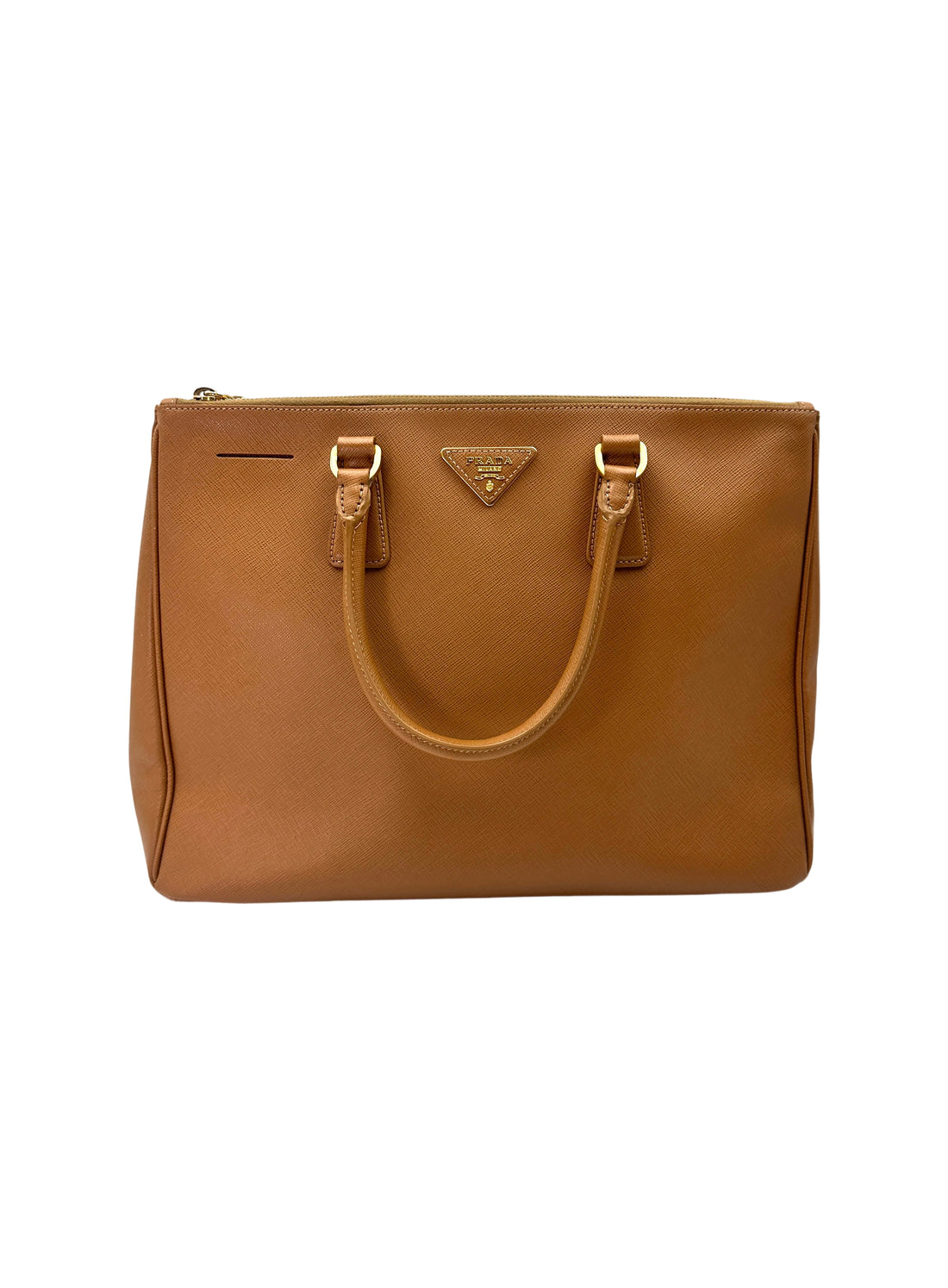 Prada Galleria Brown Saffiano Leather Handle Bag PR411