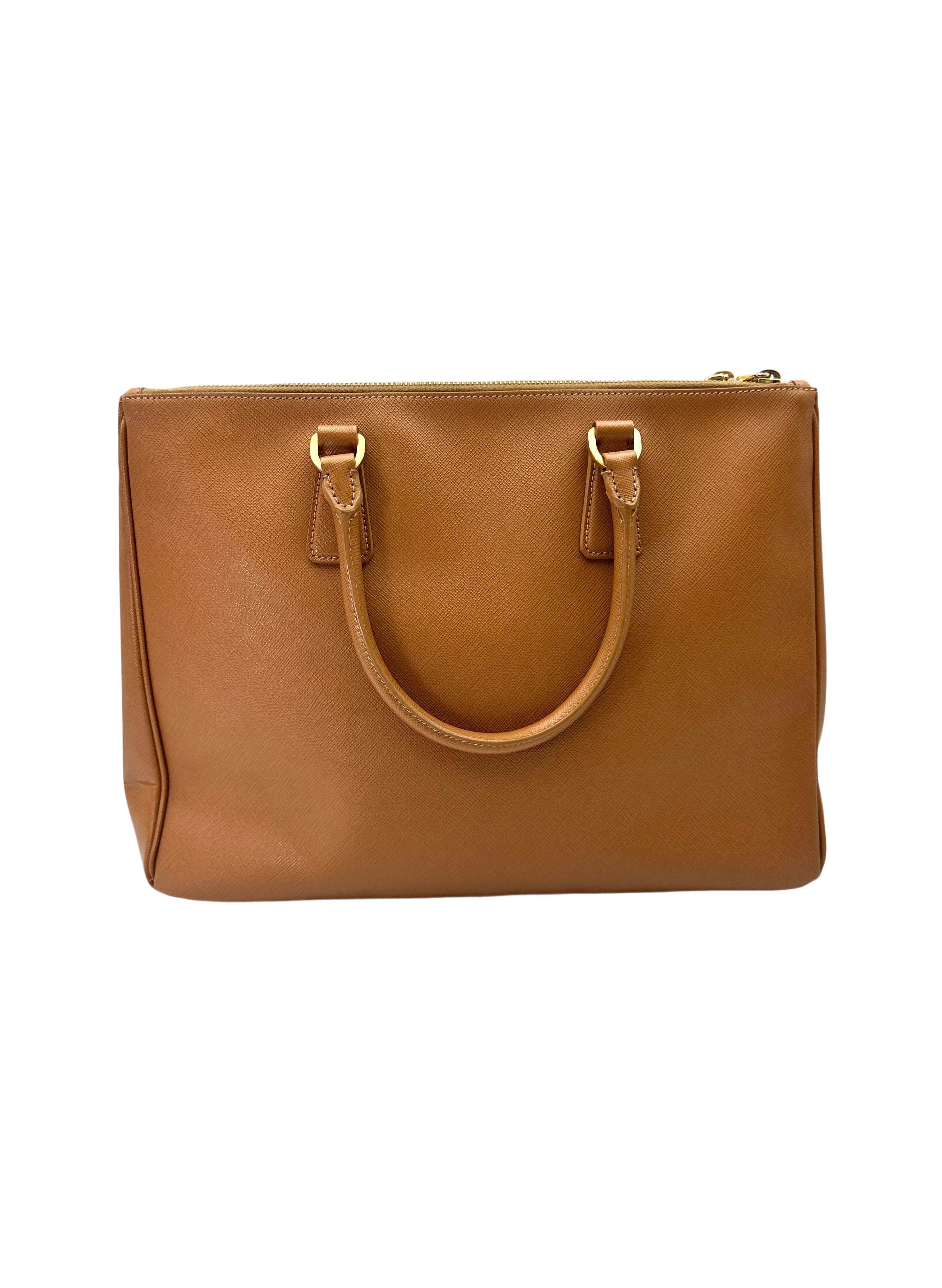 Prada Galleria Brown Saffiano Leather Handle Bag PR411