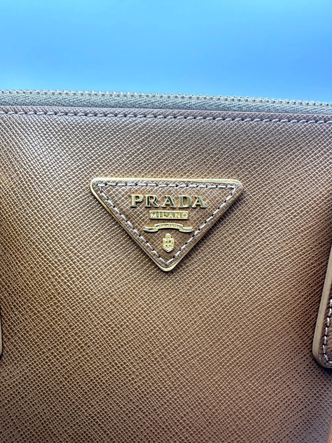 Prada Galleria Brown Saffiano Leather Handle Bag PR411