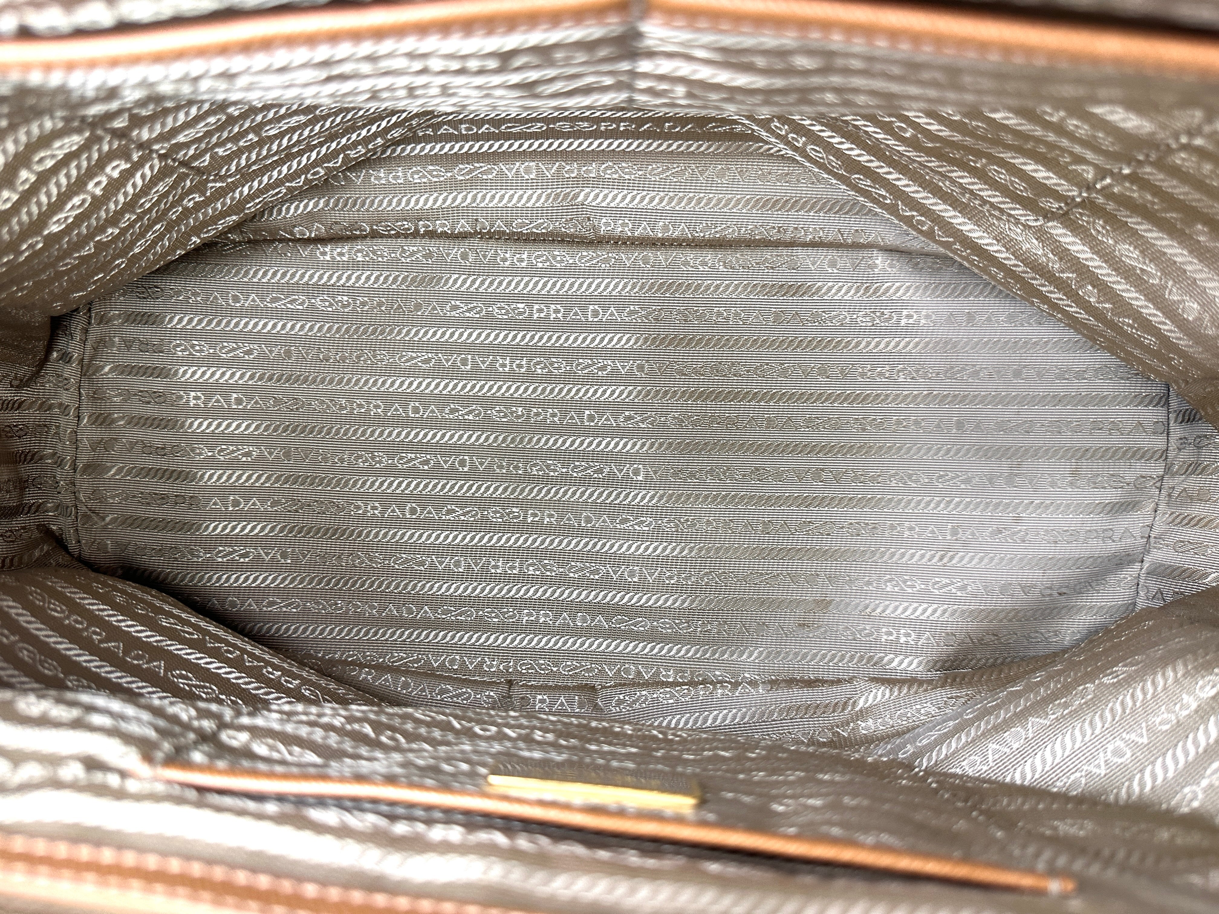 Prada Galleria Brown Saffiano Leather Handle Bag PR411
