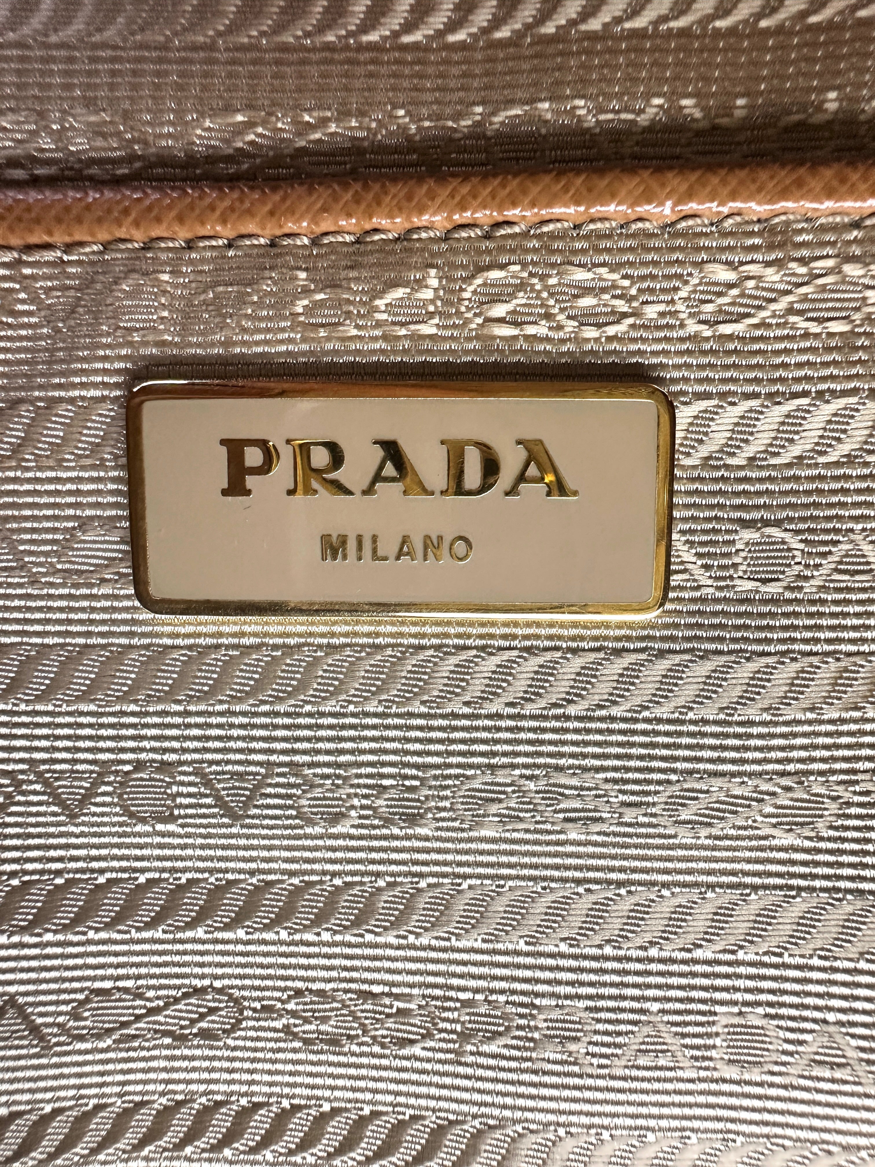 Prada Galleria Brown Saffiano Leather Handle Bag PR411