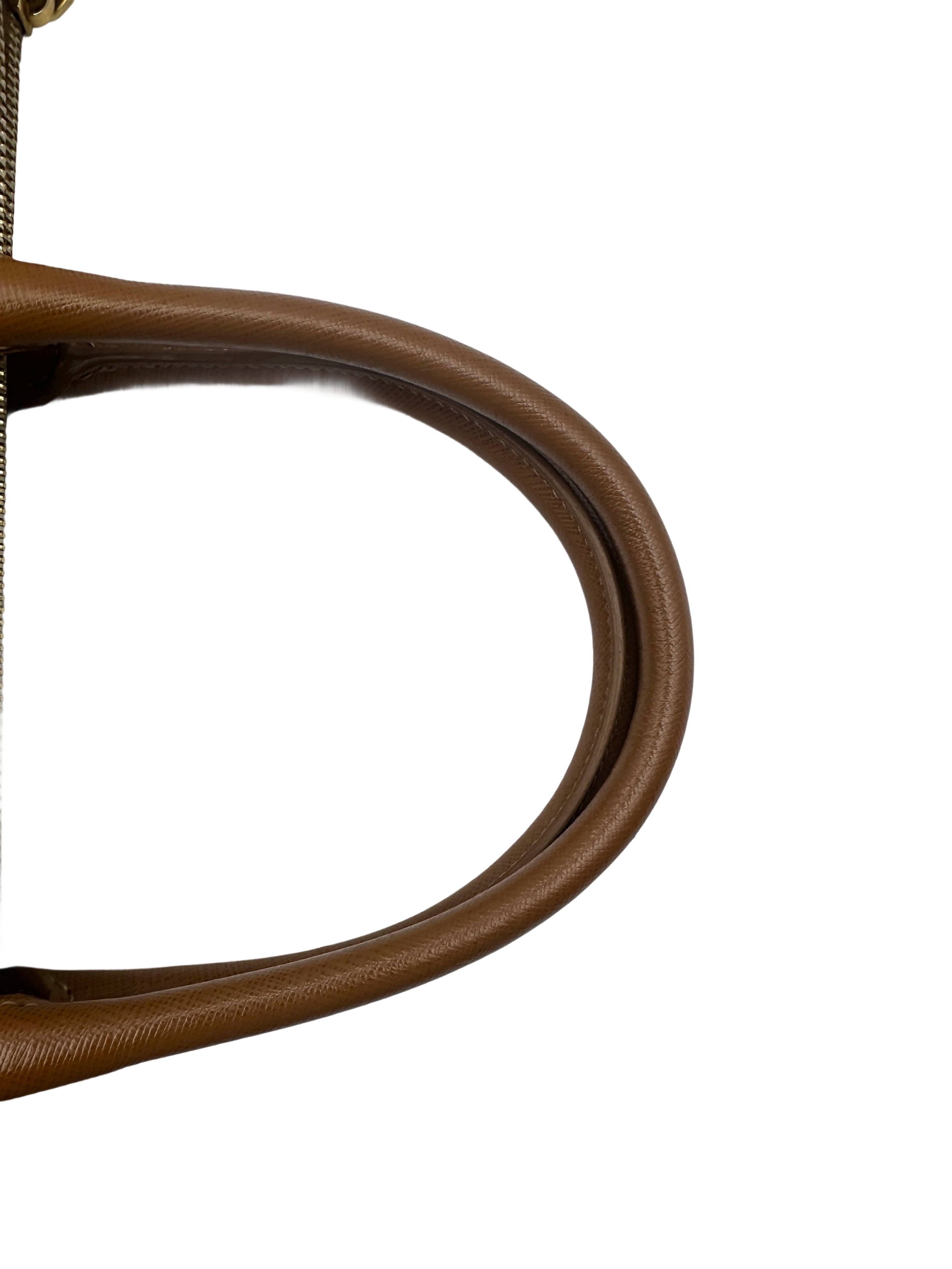 Prada Galleria Brown Saffiano Leather Handle Bag PR411