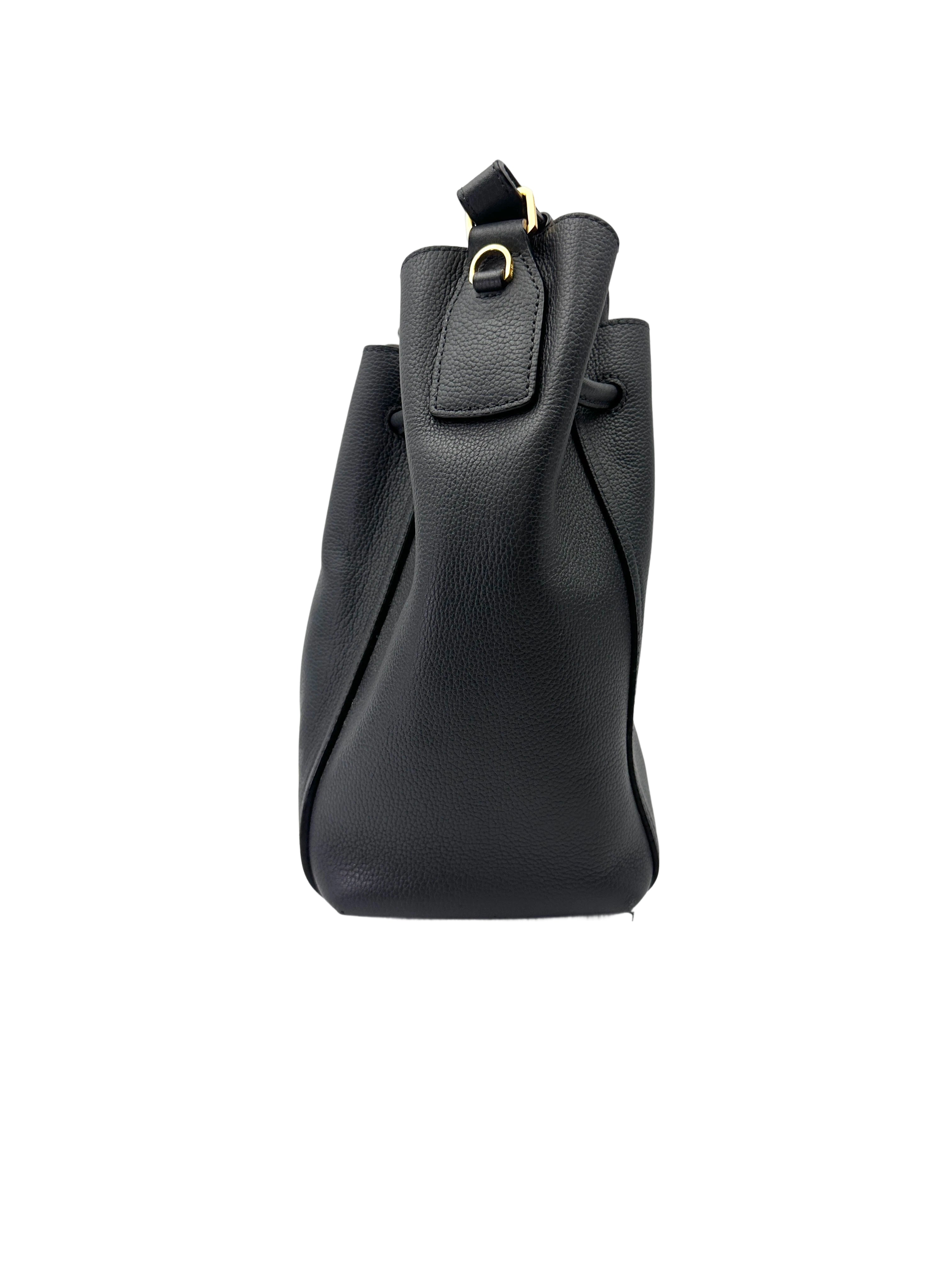 MCM Black Pebbled Leather Drawstring Bucket MCM41
