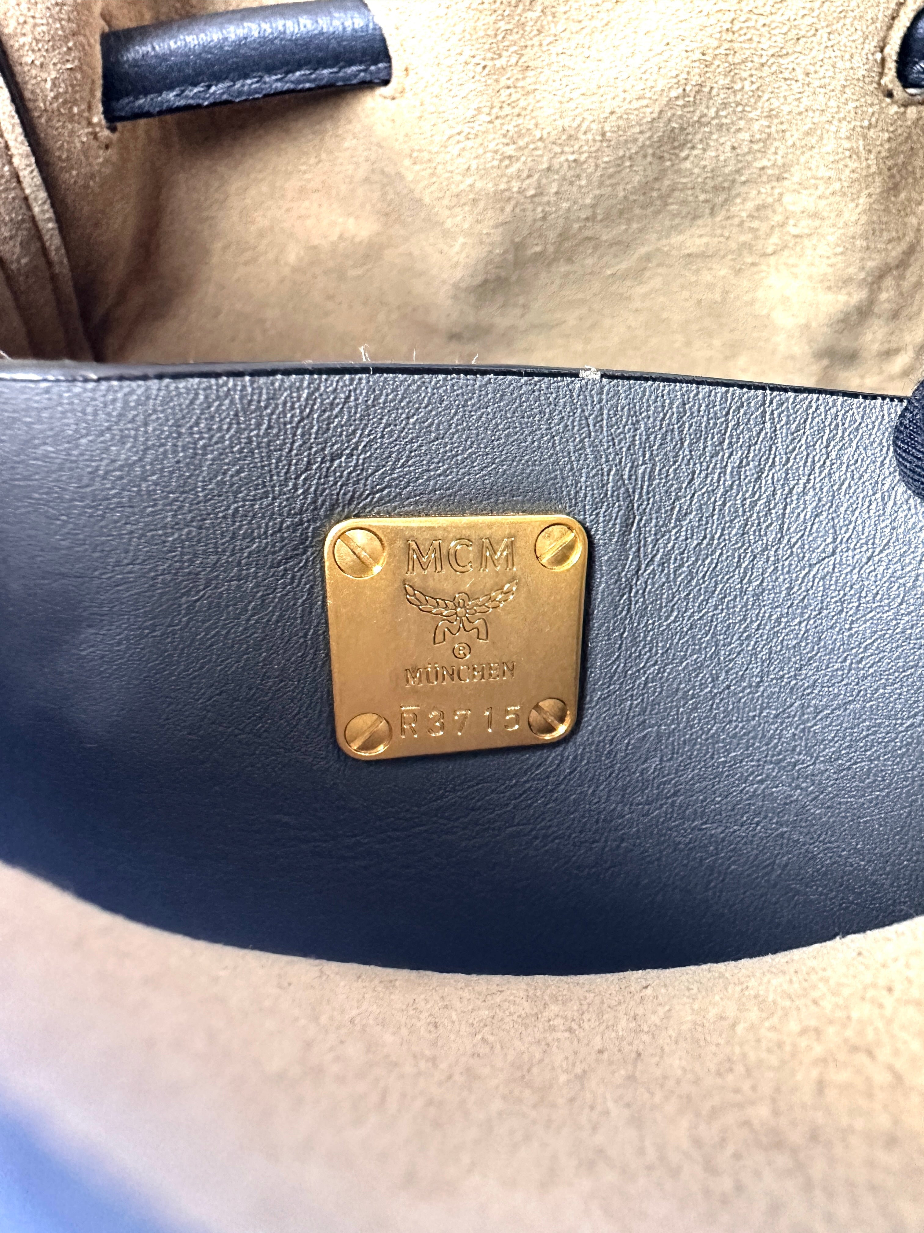 MCM Black Pebbled Leather Drawstring Bucket MCM41