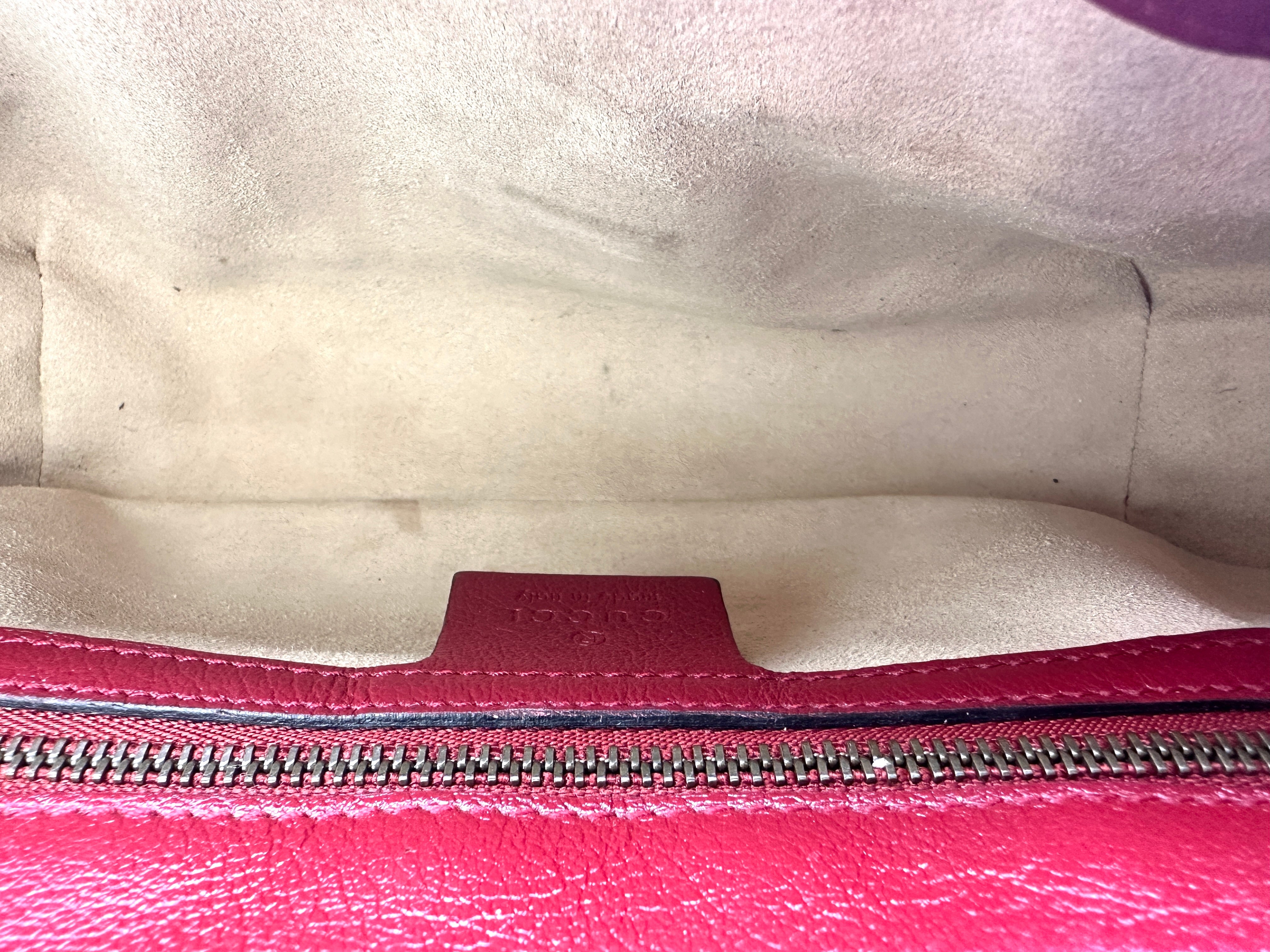 Gucci GG Marmont Black Leather Flap Bag With Red Trim GG1161