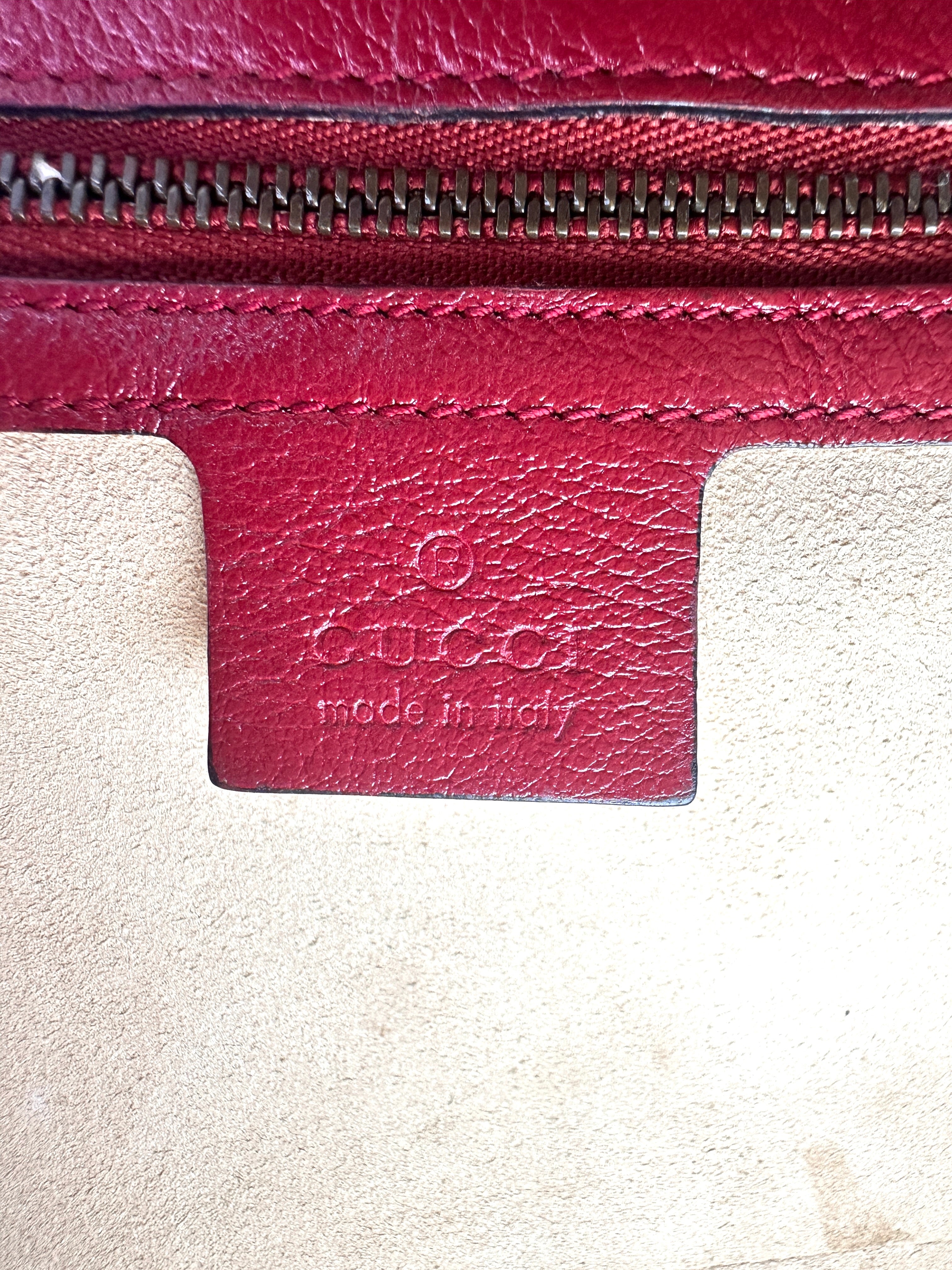 Gucci GG Marmont Black Leather Flap Bag With Red Trim GG1161