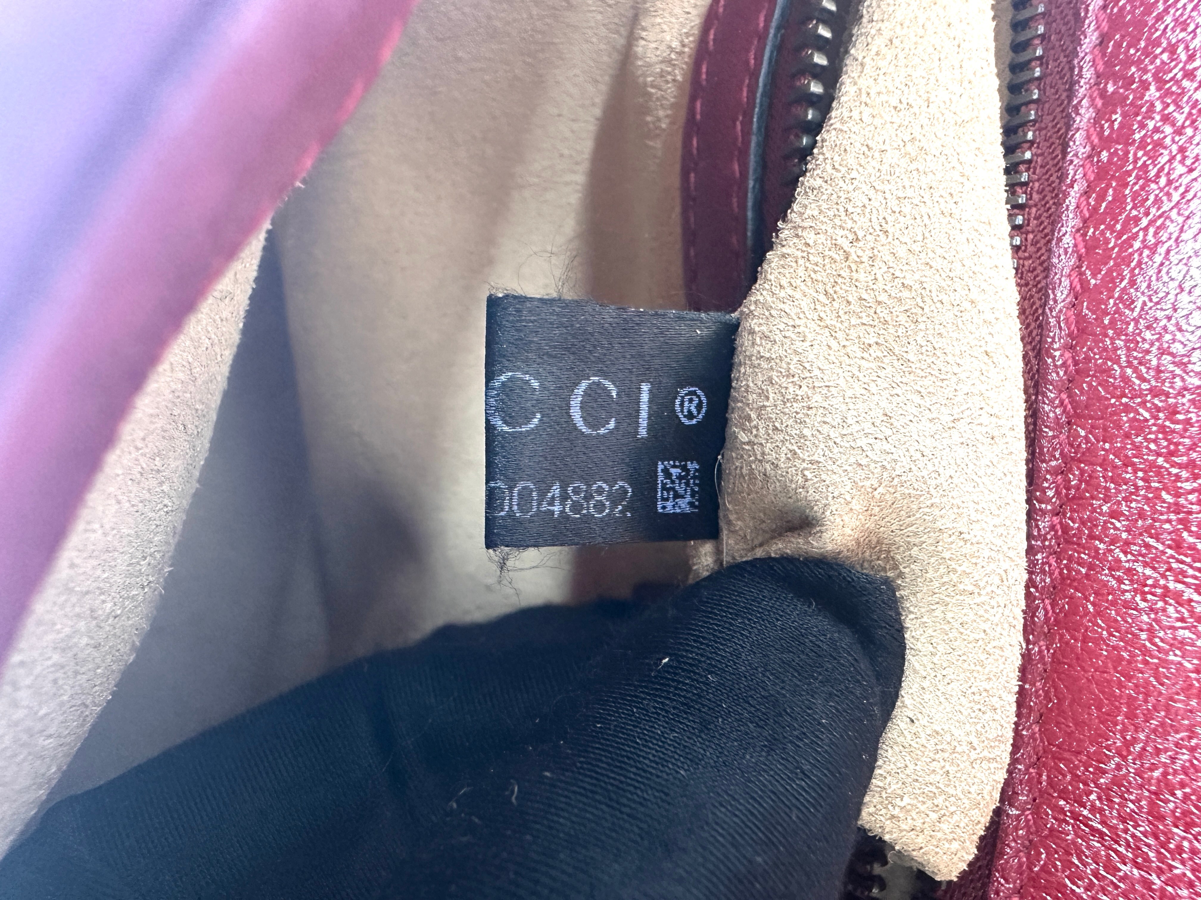 Gucci GG Marmont Black Leather Flap Bag With Red Trim GG1161