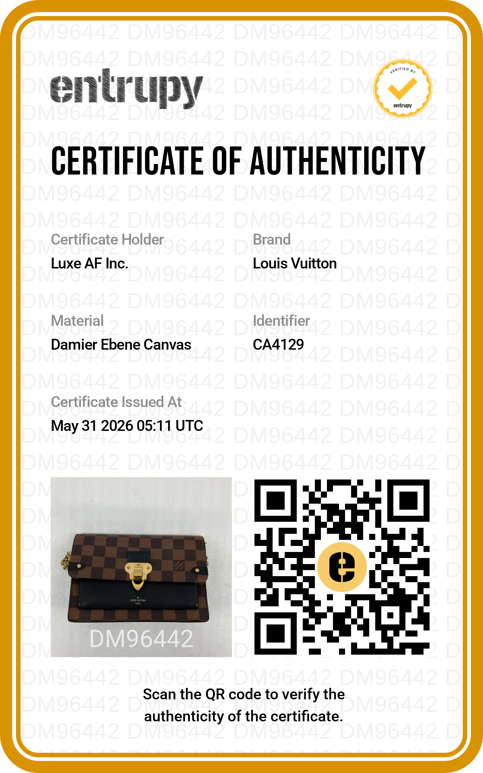 Louis Vuitton Vavin Damier Ebene Canvas & Black Leather Wallet On Chain LV2894