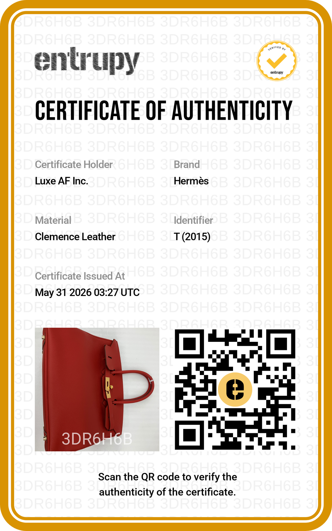 Hermes Birkin35 Red Leather Top Handle Bag HR116