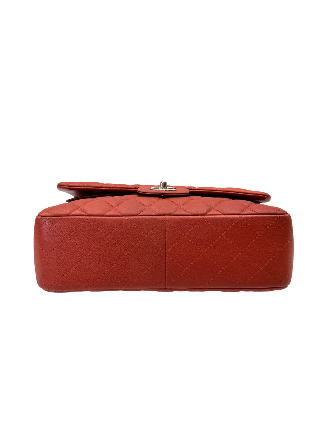 Chanel Classic Flap Orange Quilted Leather Jumbo Flap Bag With Silver Buckle(14***79) CC2068