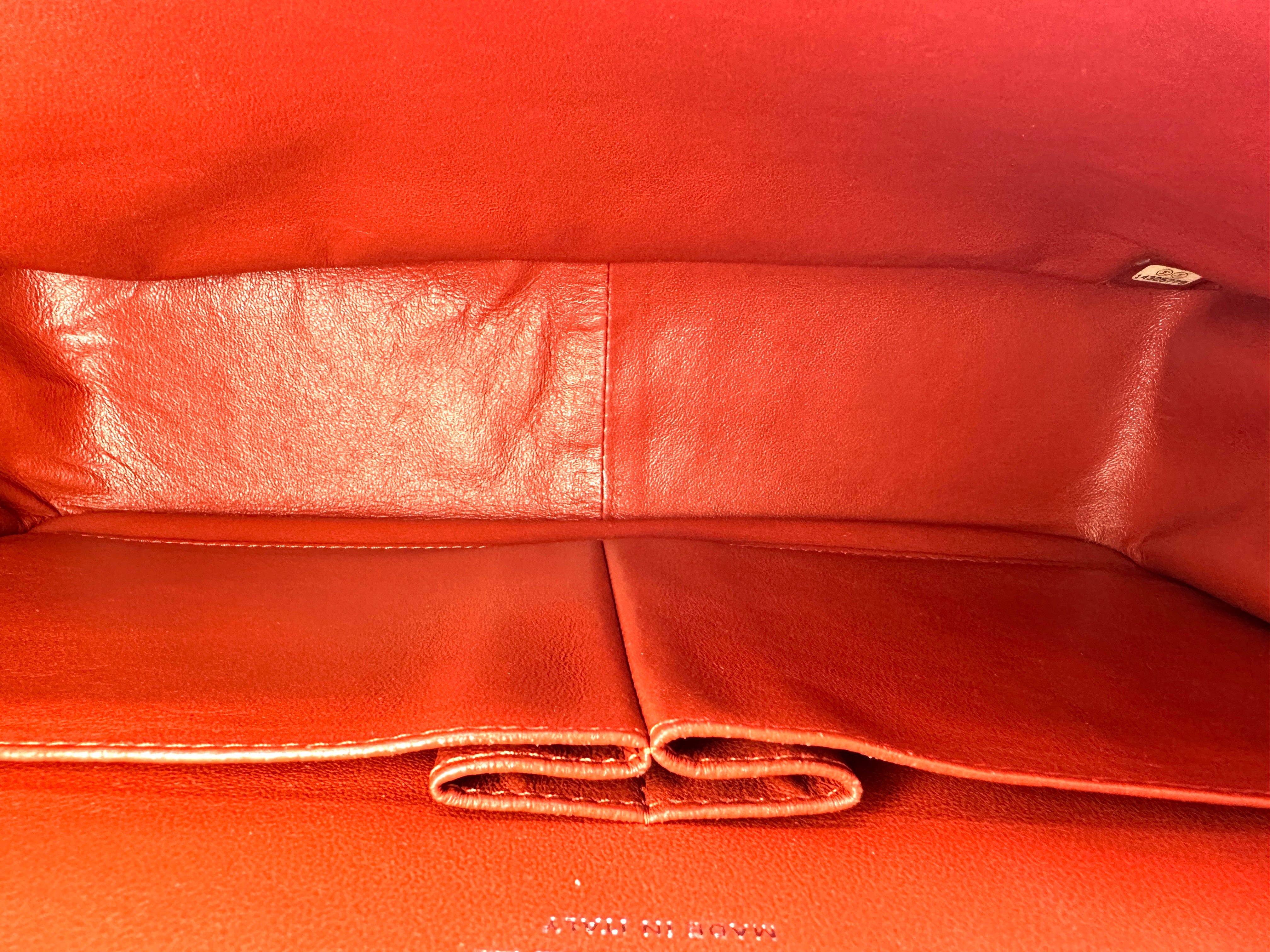 Chanel Classic Flap Orange Quilted Leather Jumbo Flap Bag With Silver Buckle(14***79) CC2068
