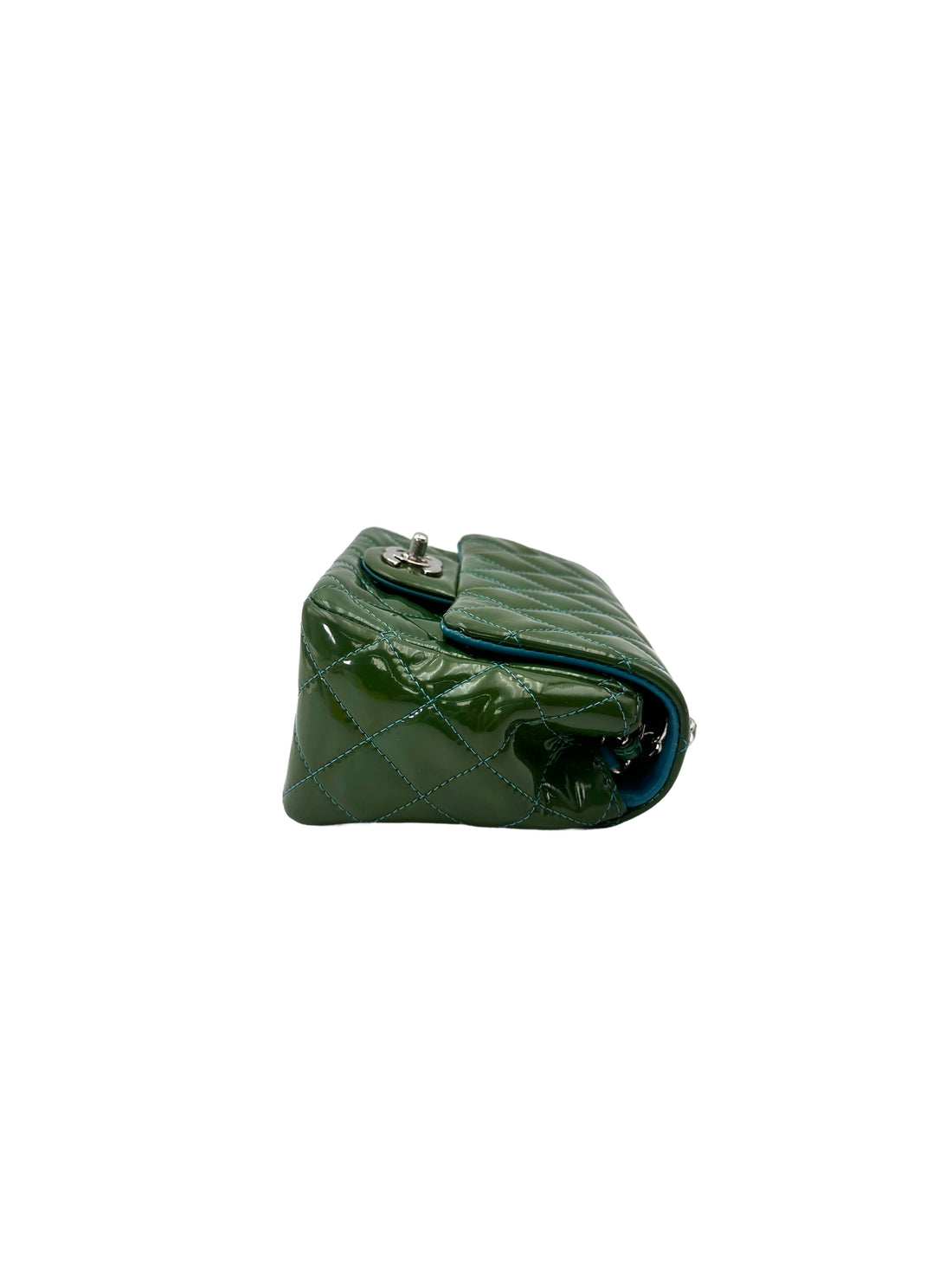 Chanel Classic Flap Green Quilted Patent Leather Flap Bag With Silver Buckle(20***35) IRIS235