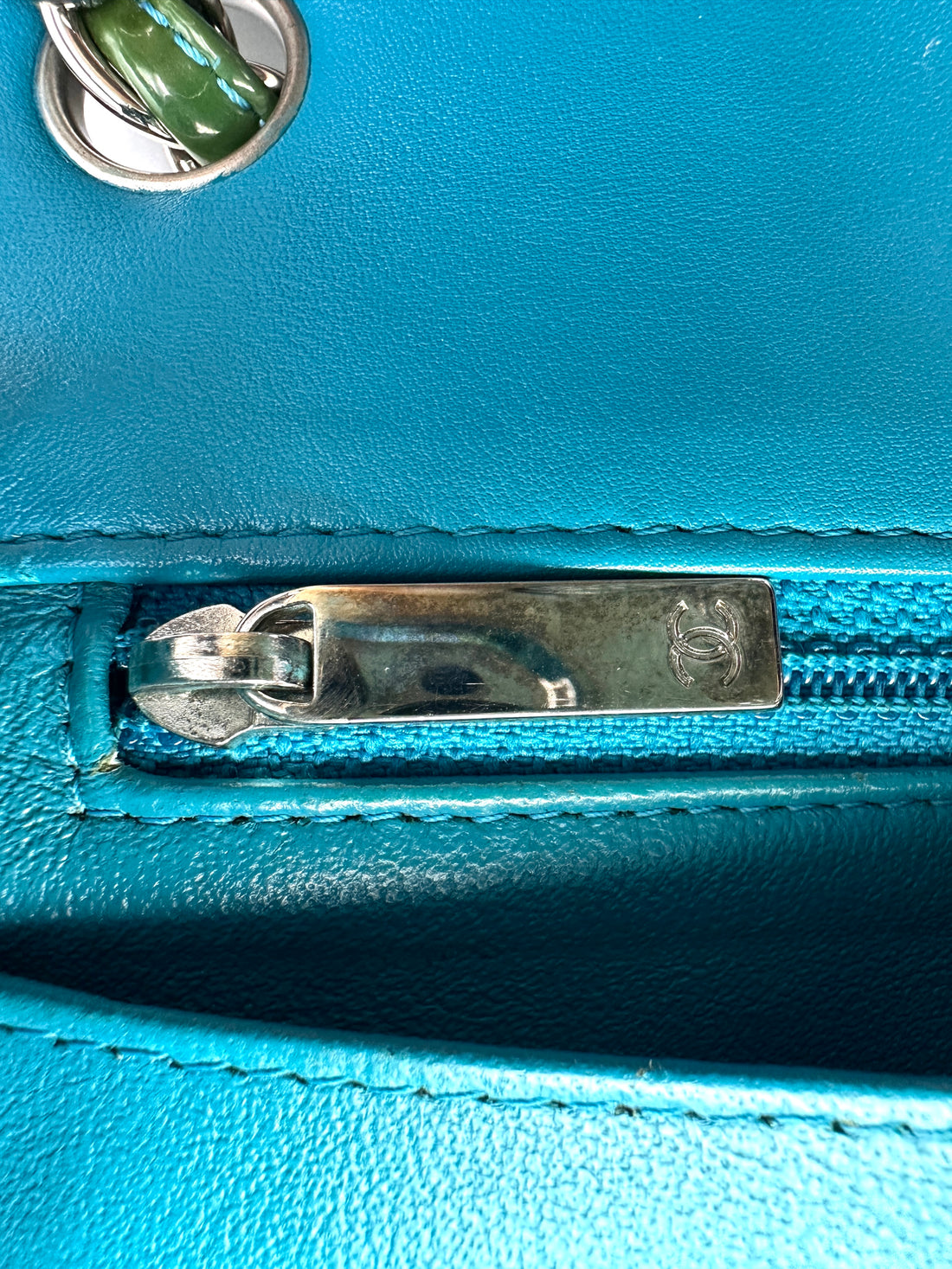 Chanel Classic Flap Green Quilted Patent Leather Flap Bag With Silver Buckle(20***35) IRIS235