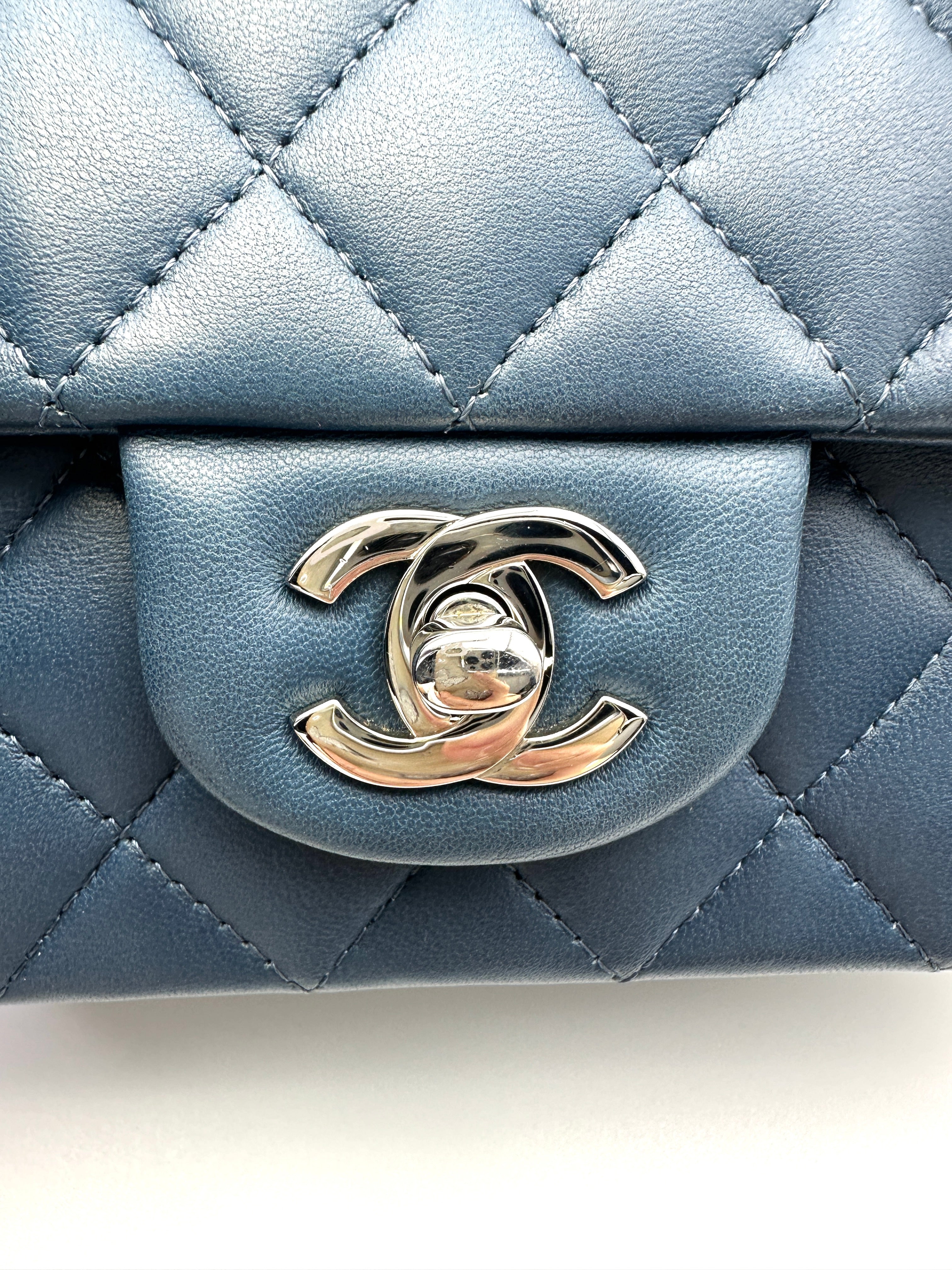 Chanel Classic Flap Blue Quilted Lambskin Flap Bag With Silver Buckle(28***12) CC2070