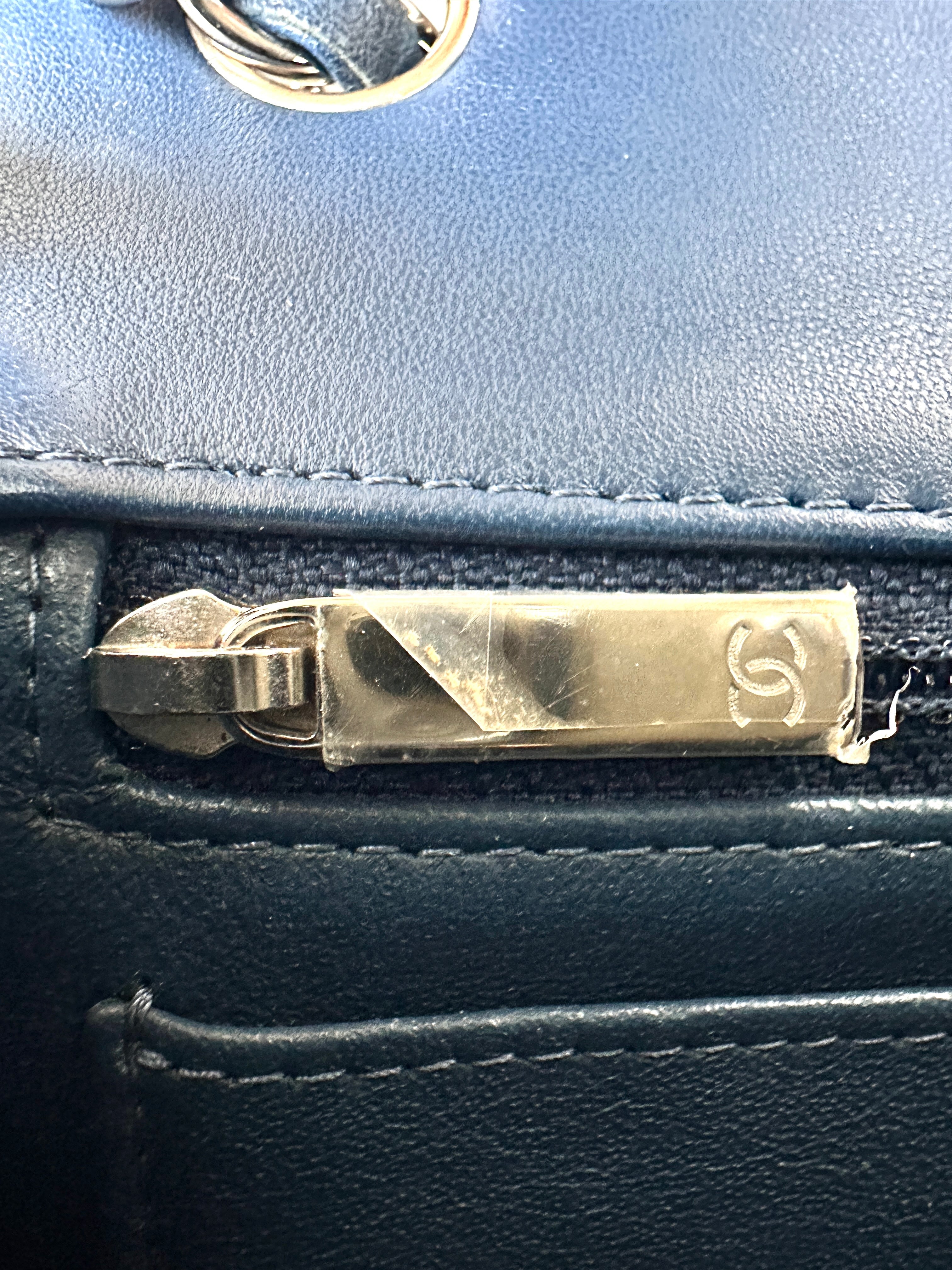 Chanel Classic Flap Blue Quilted Lambskin Flap Bag With Silver Buckle(28***12) CC2070