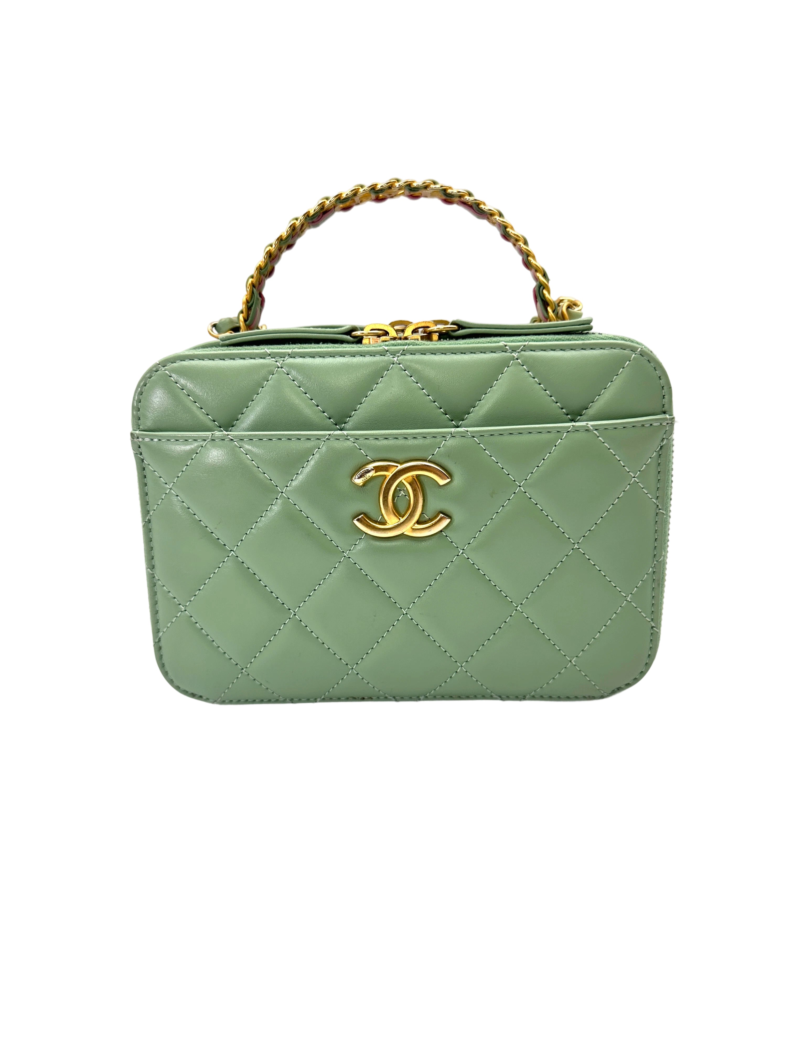 Chanel 24P Blue Quilted Leather Rainbow Handle Bag(TN***XJ) CC2067