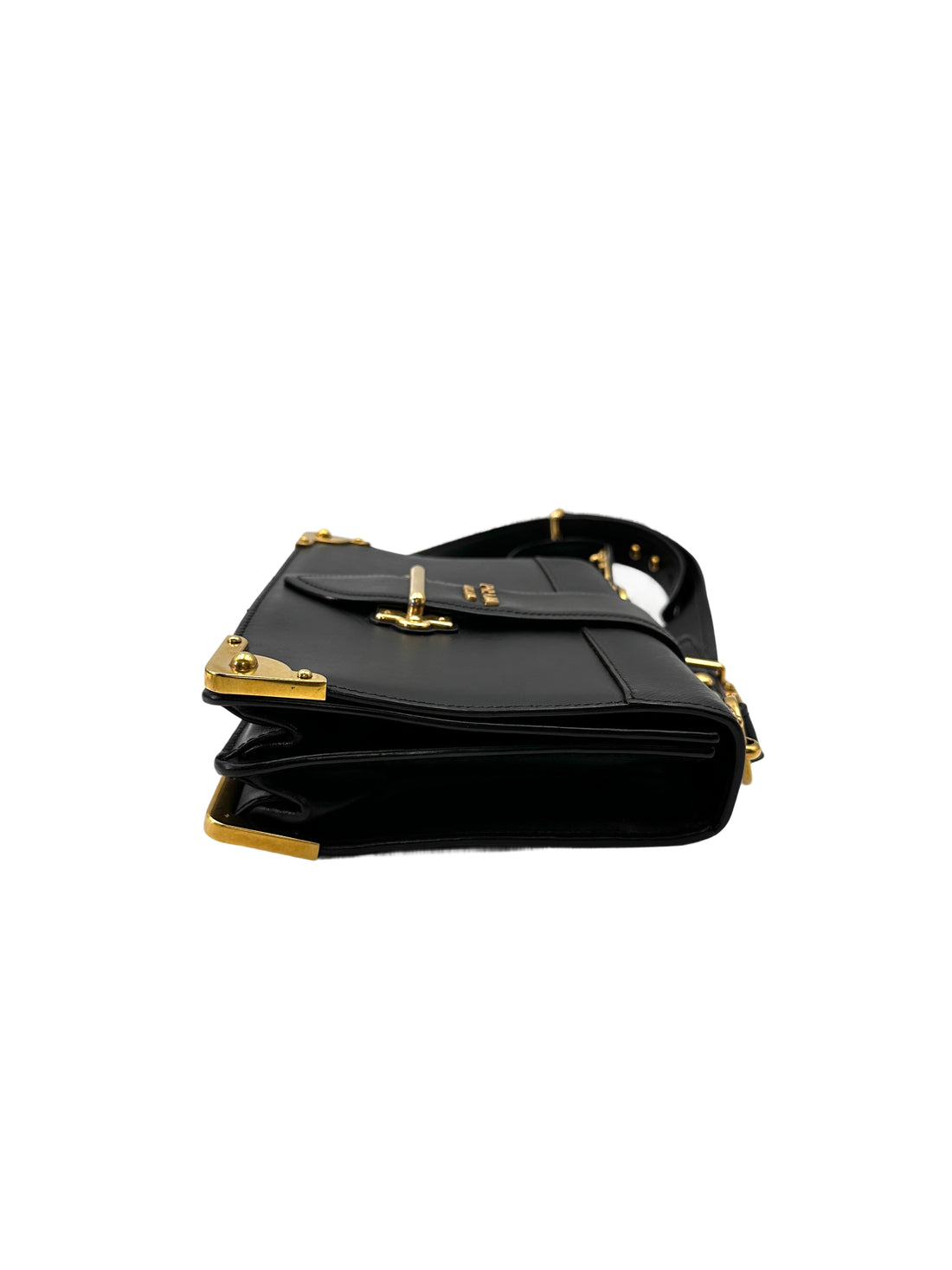 Prada Cahier Black Leather Shoulder Bag PR415