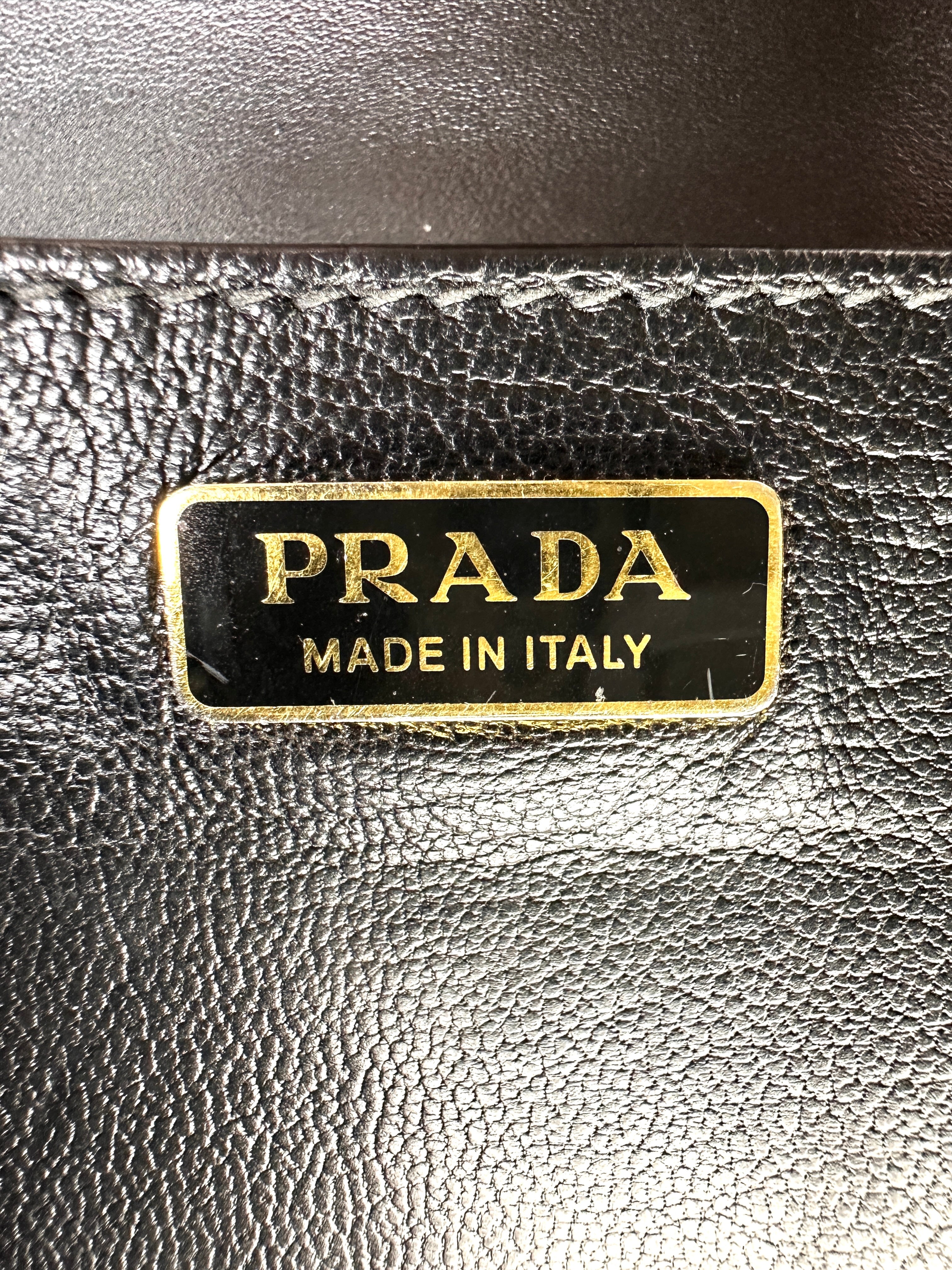 Prada Cahier Black Leather Shoulder Bag PR415