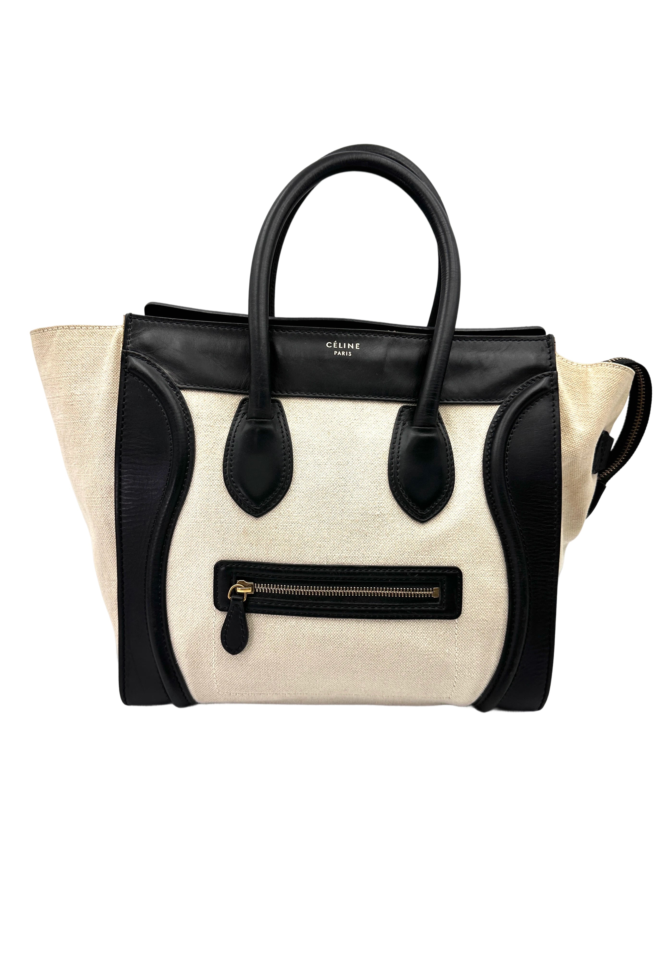 Celine Luggage Black/Beige Leather Handle Bag CE168