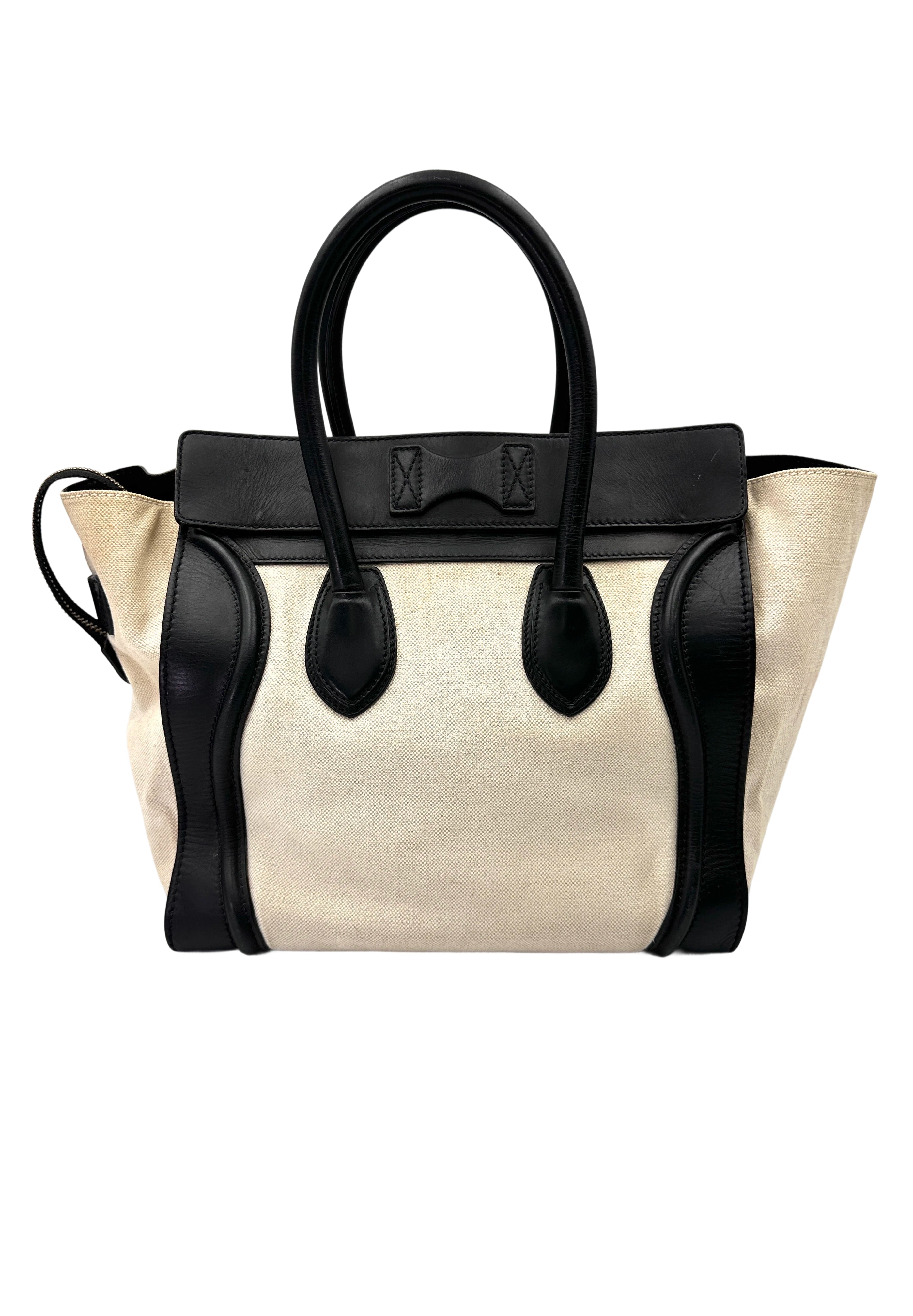 Celine Luggage Black/Beige Leather Handle Bag CE168