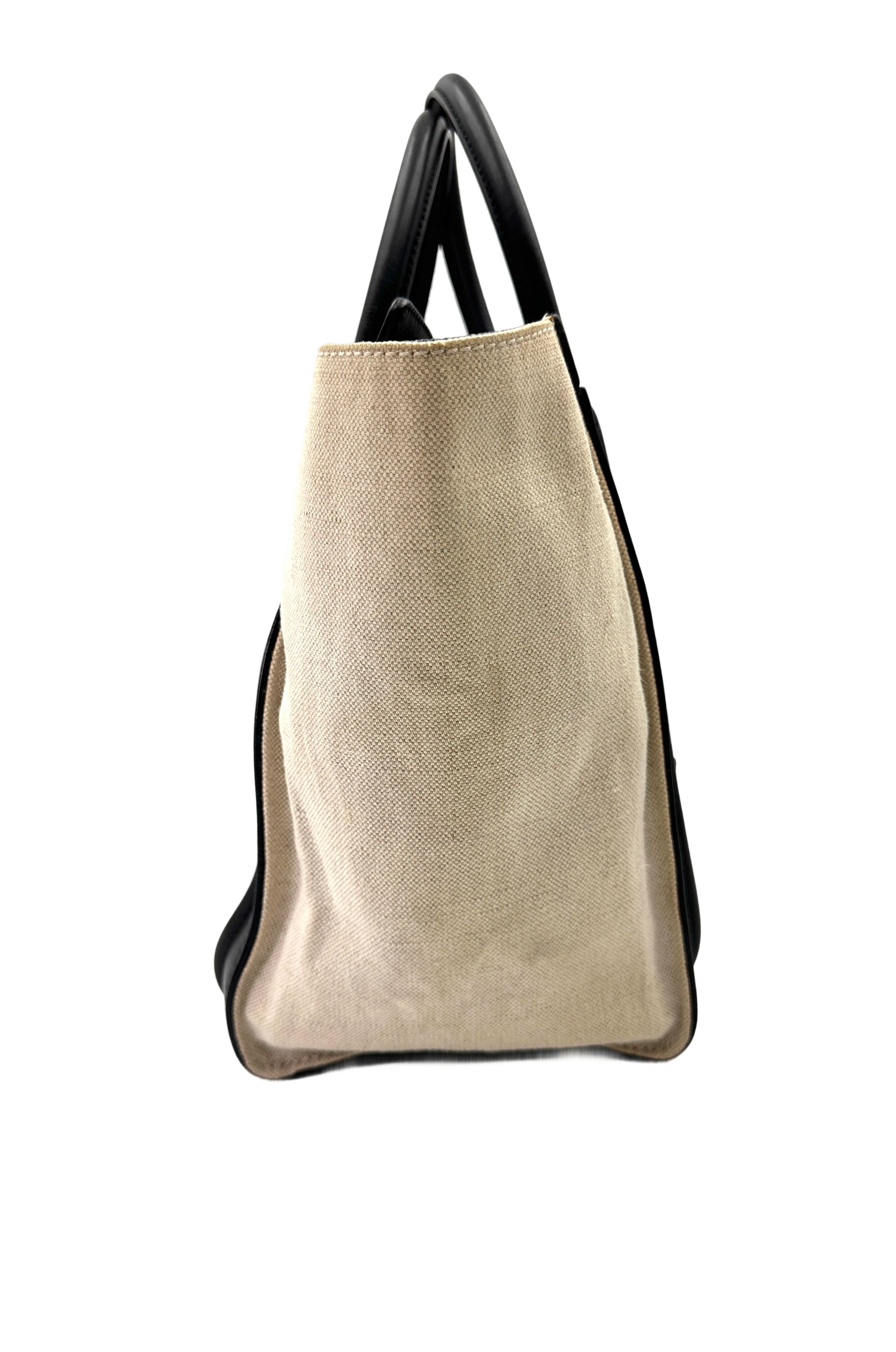 Celine Luggage Black/Beige Leather Handle Bag CE168